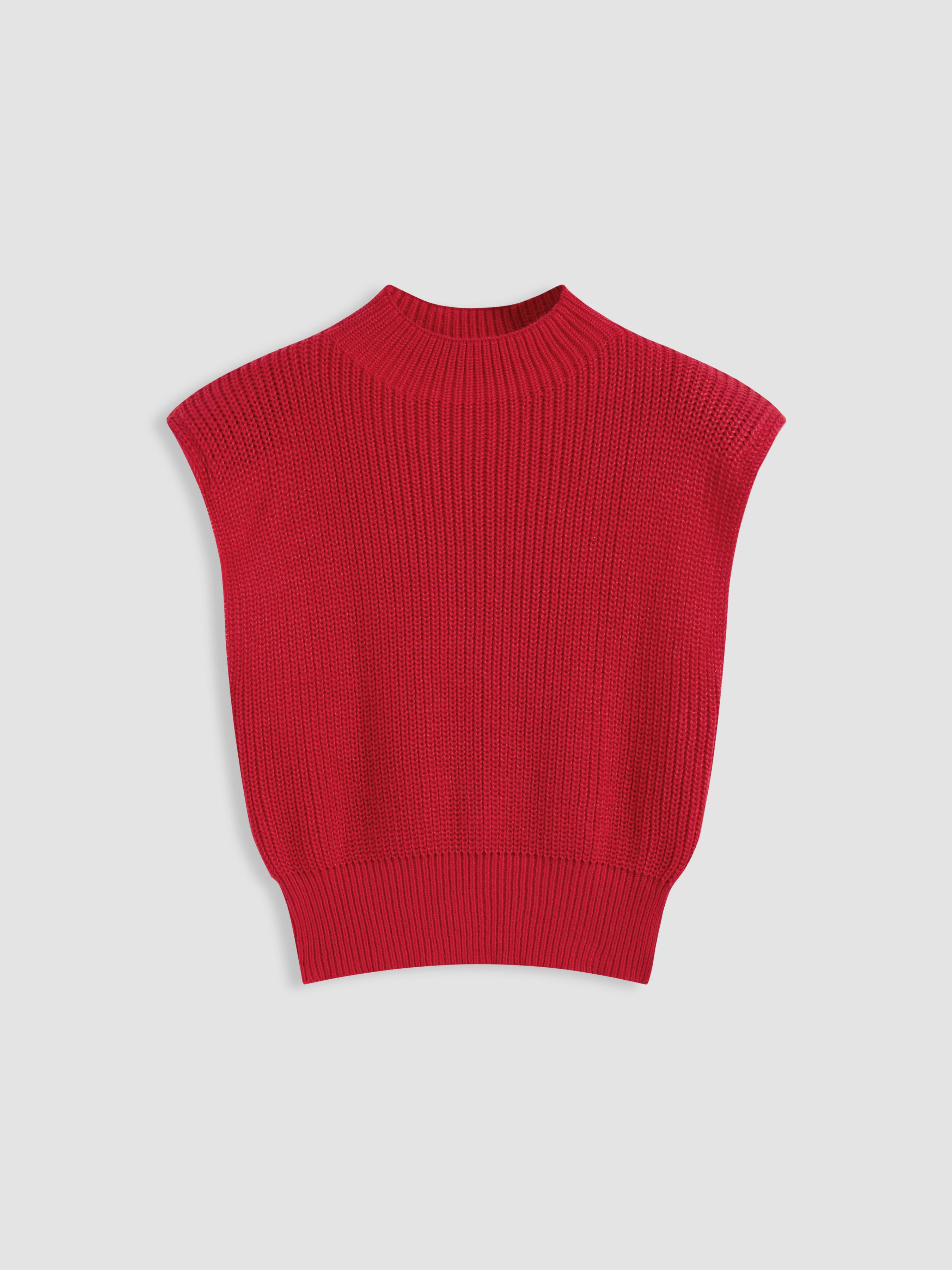 Solid High Neck Knit Vest by CIDER