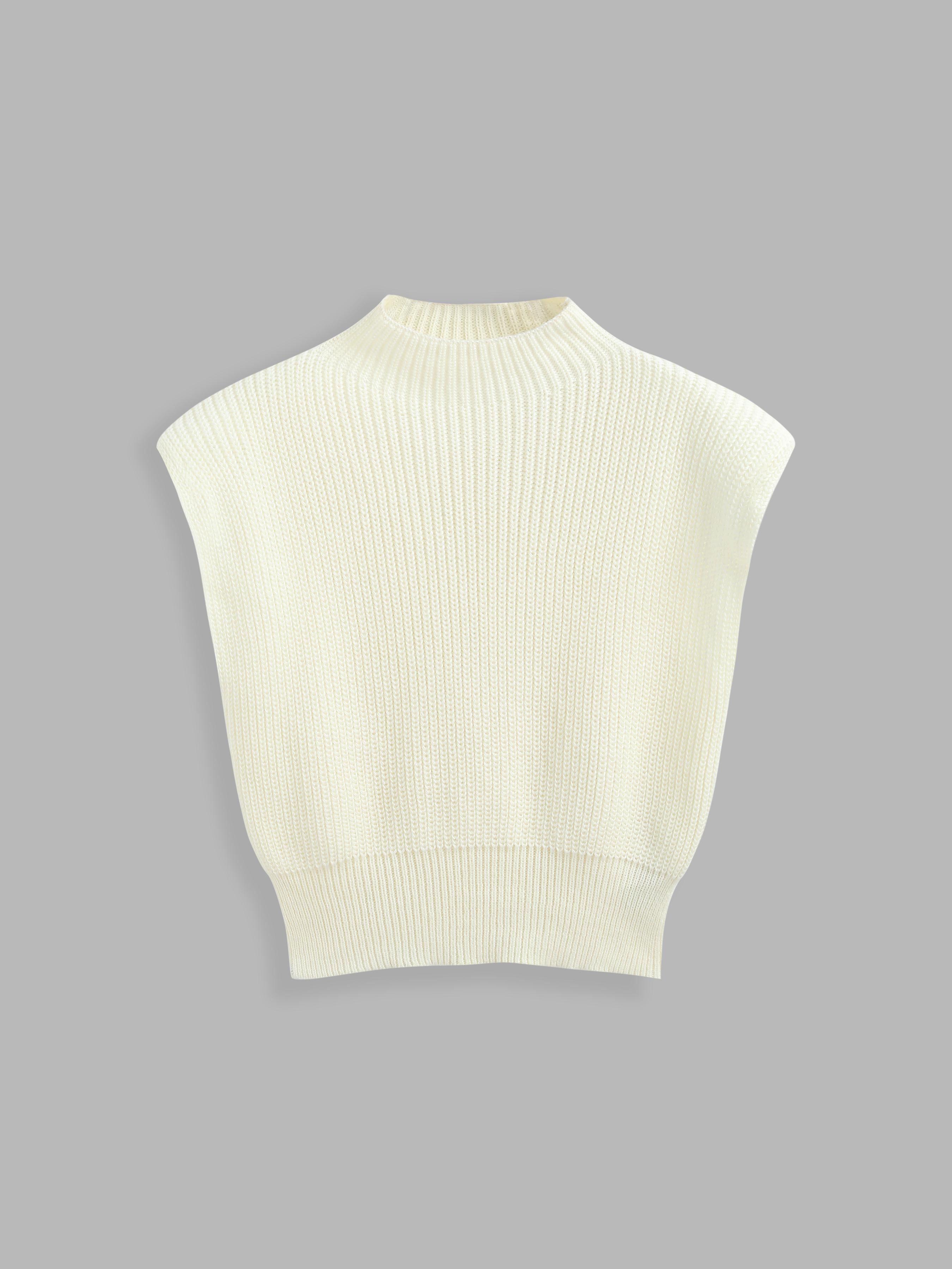 Solid High Neck Knit Vest by CIDER
