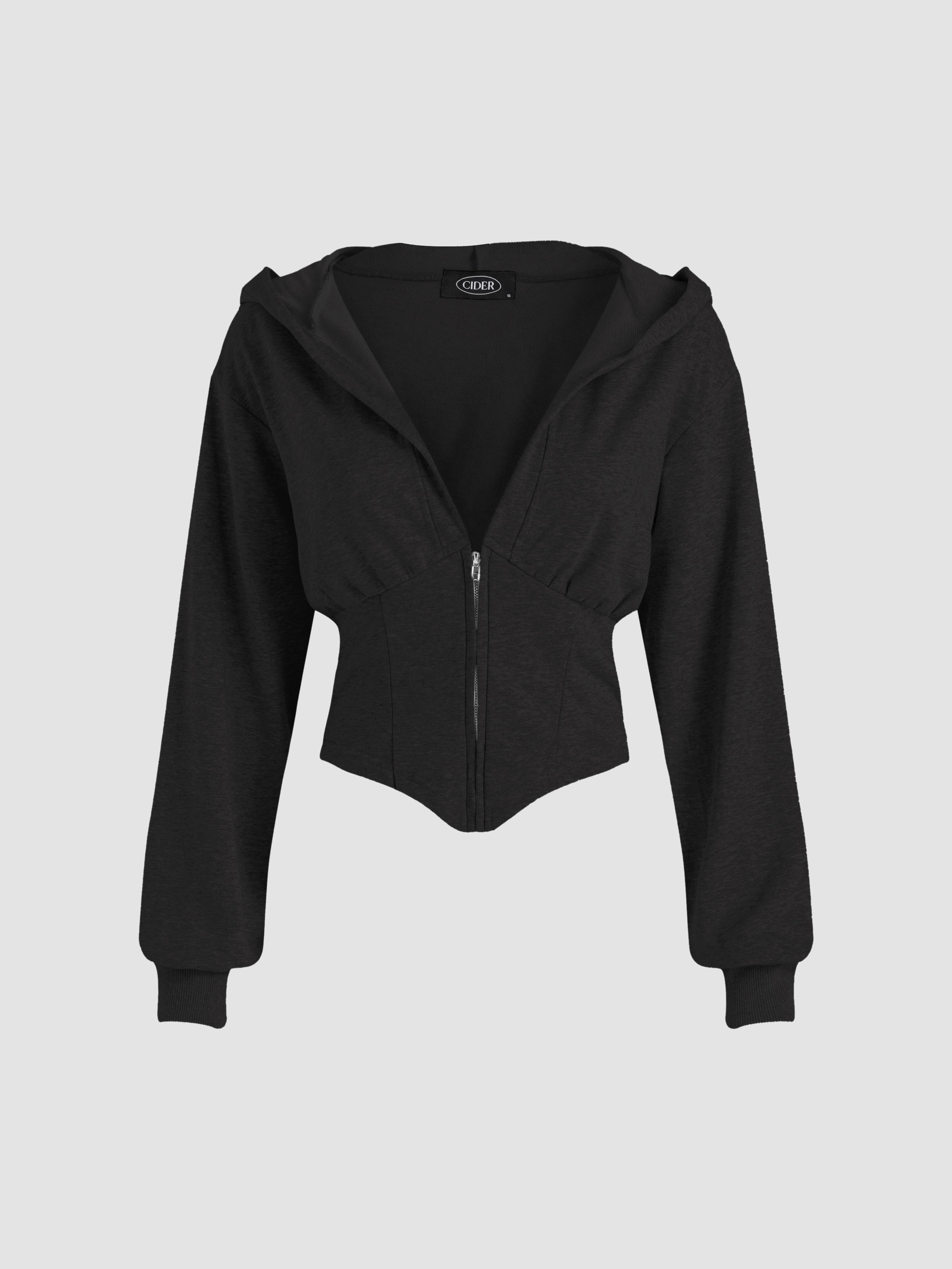 Solid Hooded Corset Hoodie by CIDER