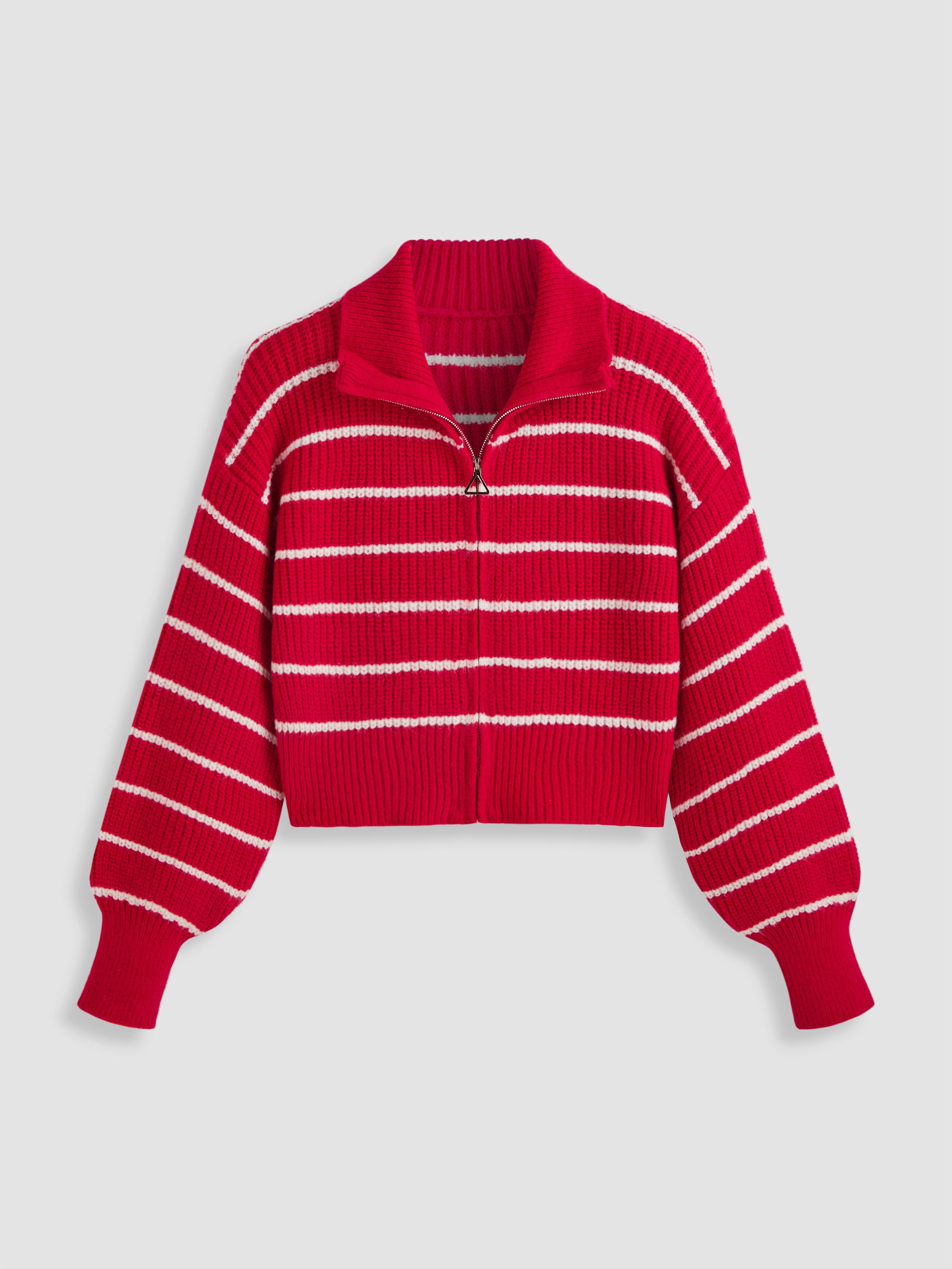 Solid Knit Polo Zipper Cardigan Curve & Plus by CIDER