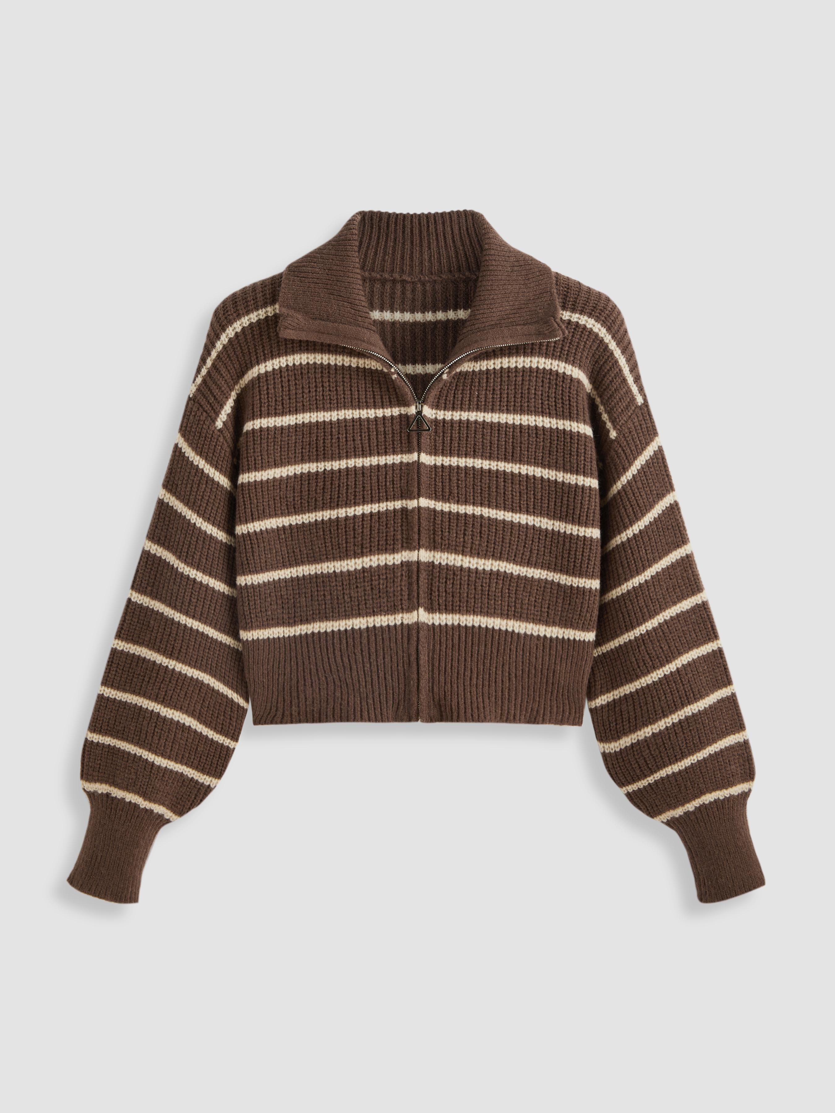 Solid Knit Polo Zipper Cardigan Curve & Plus by CIDER