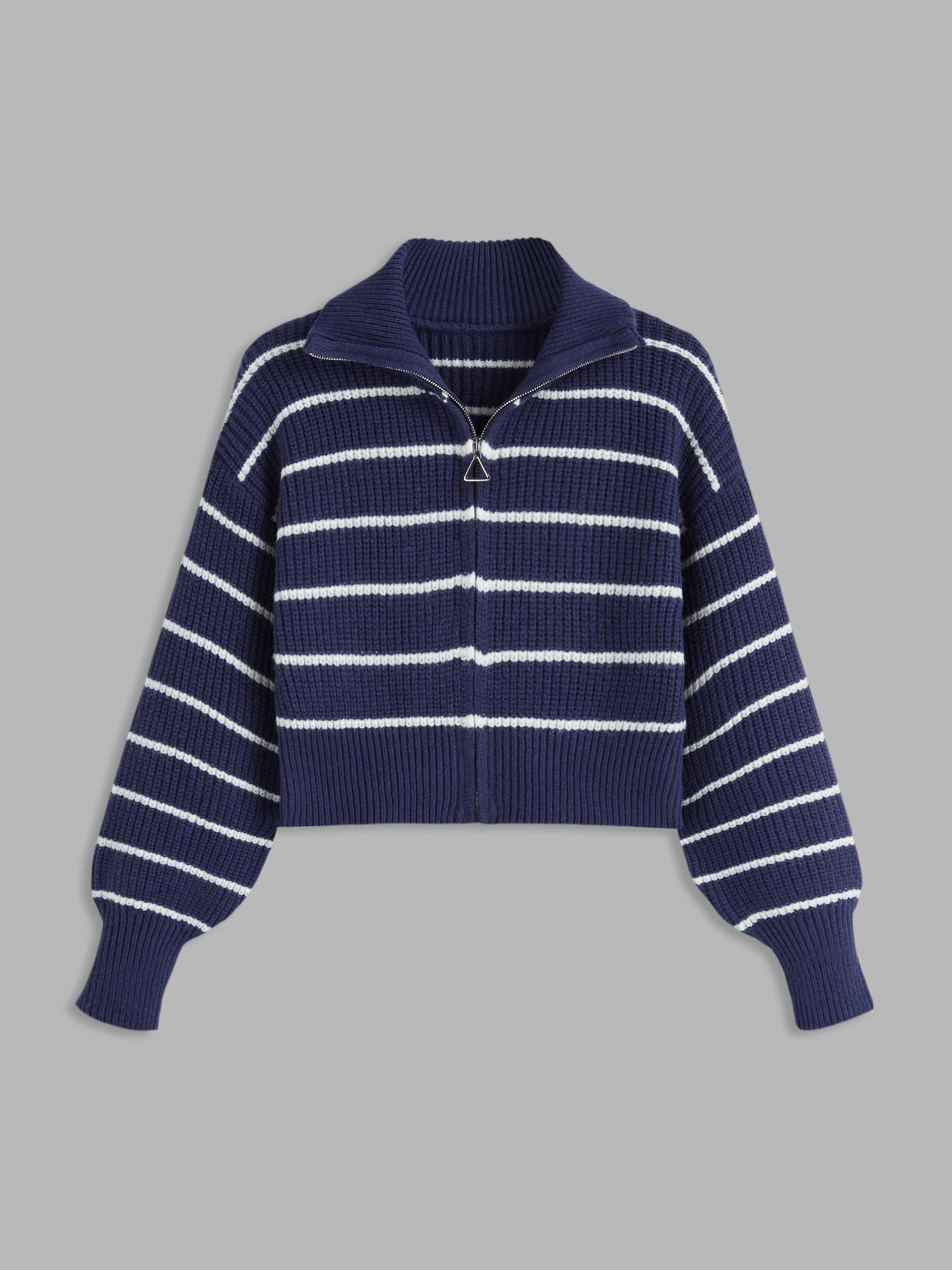 Solid Knit Polo Zipper Cardigan Curve & Plus by CIDER