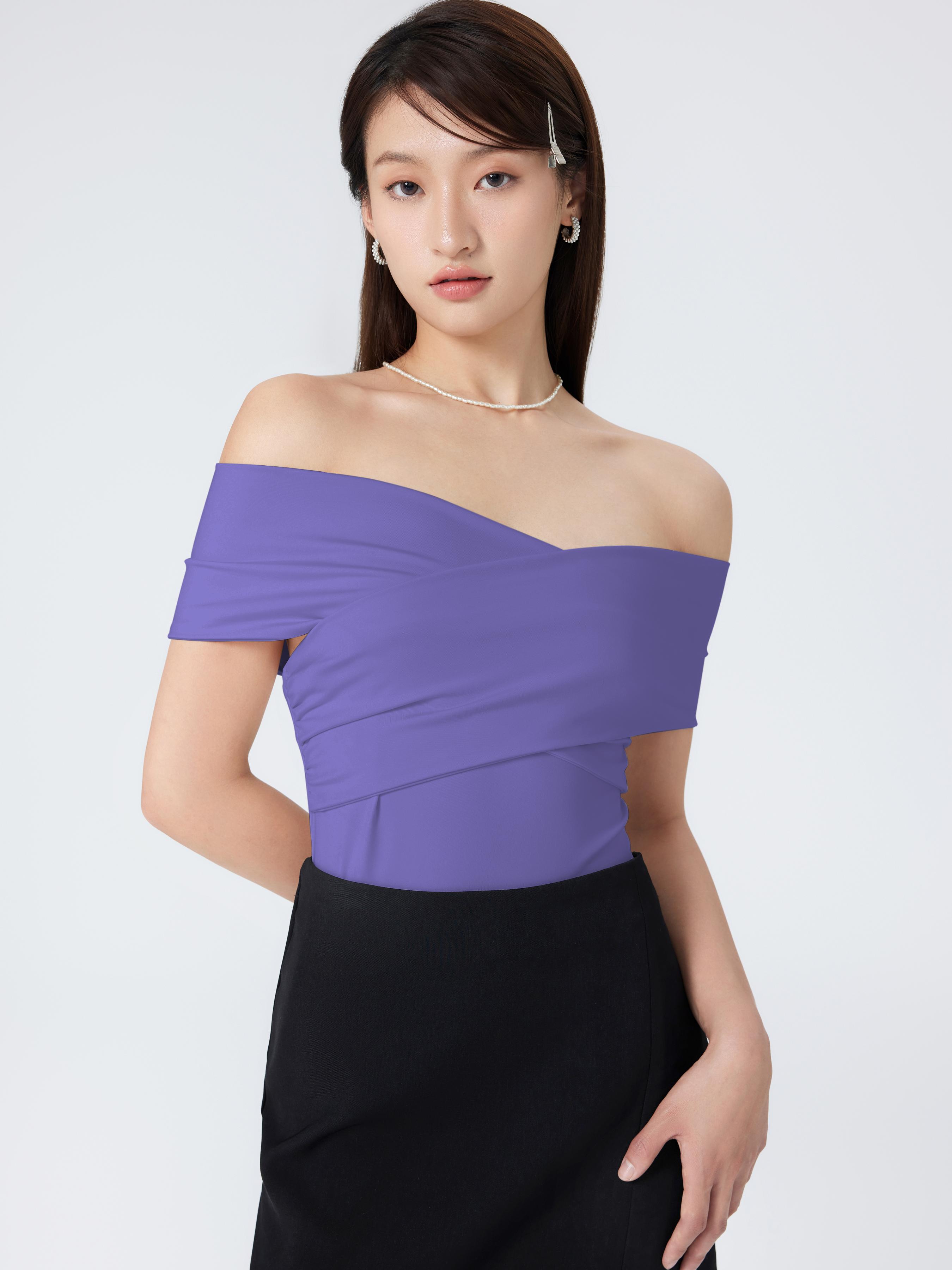 Solid Off-shoulder Bodysuit by CIDER