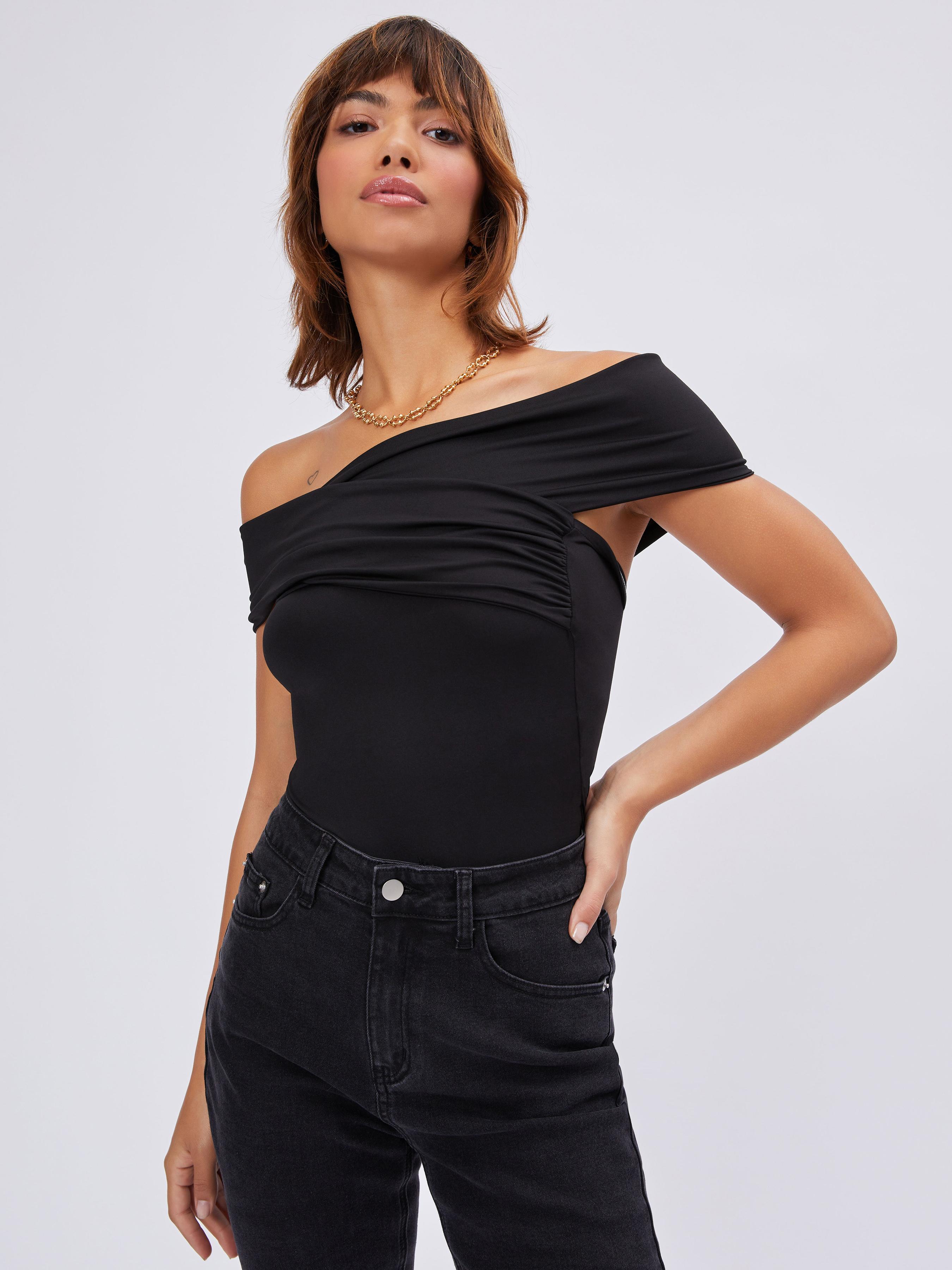 Solid Off-shoulder Bodysuit by CIDER