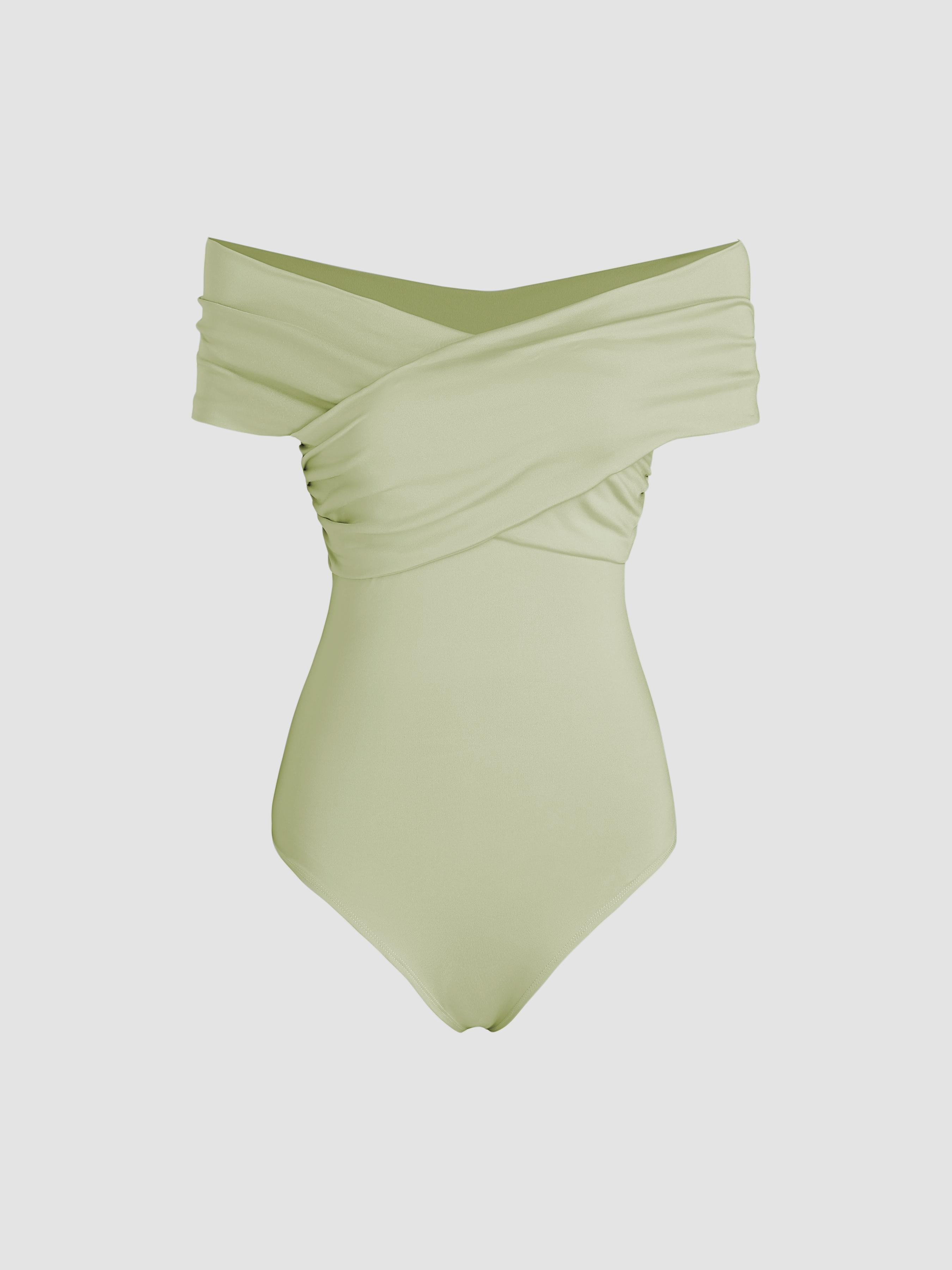 Solid Off-shoulder Bodysuit by CIDER