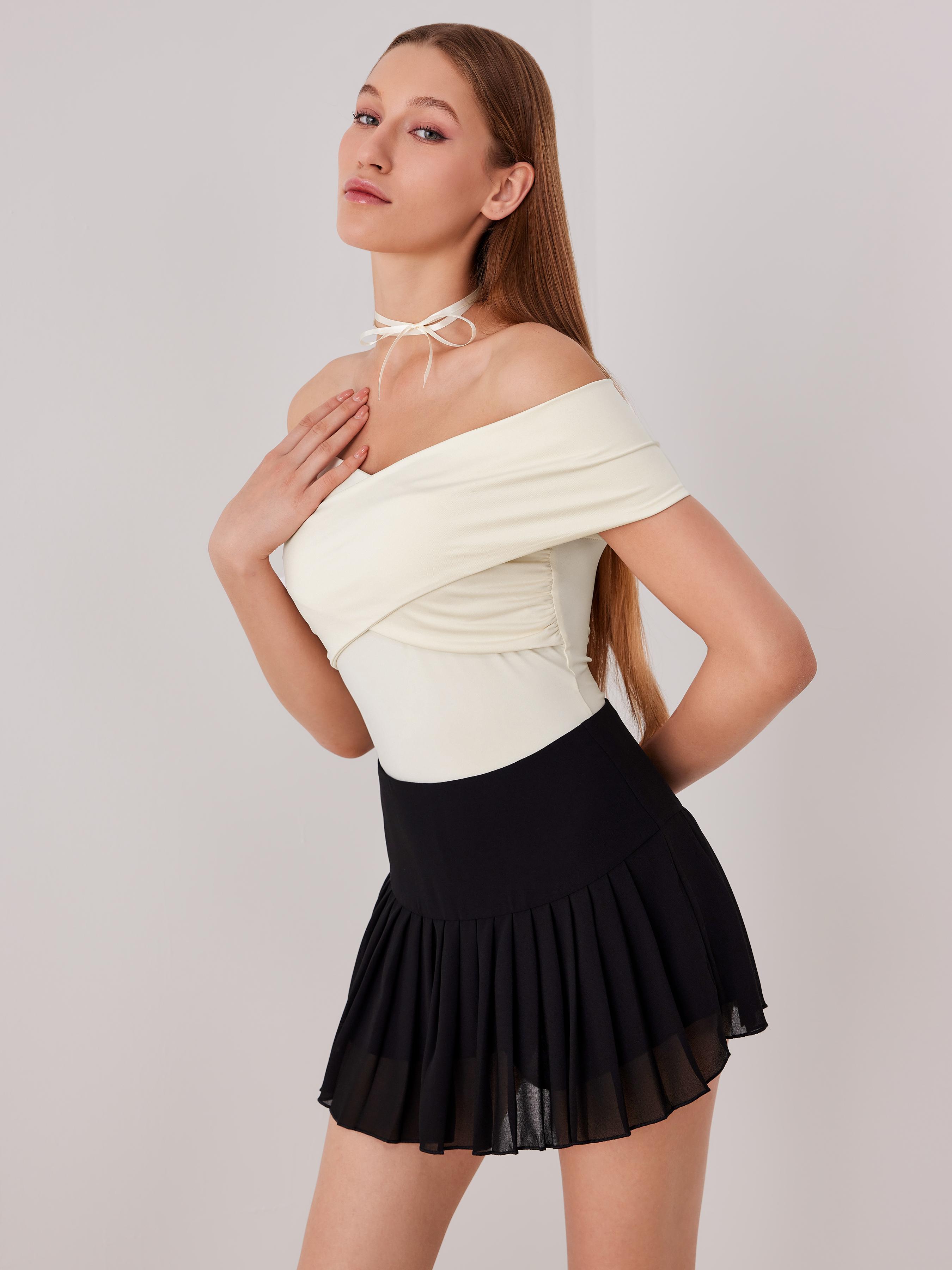 Solid Off-shoulder Bodysuit by CIDER