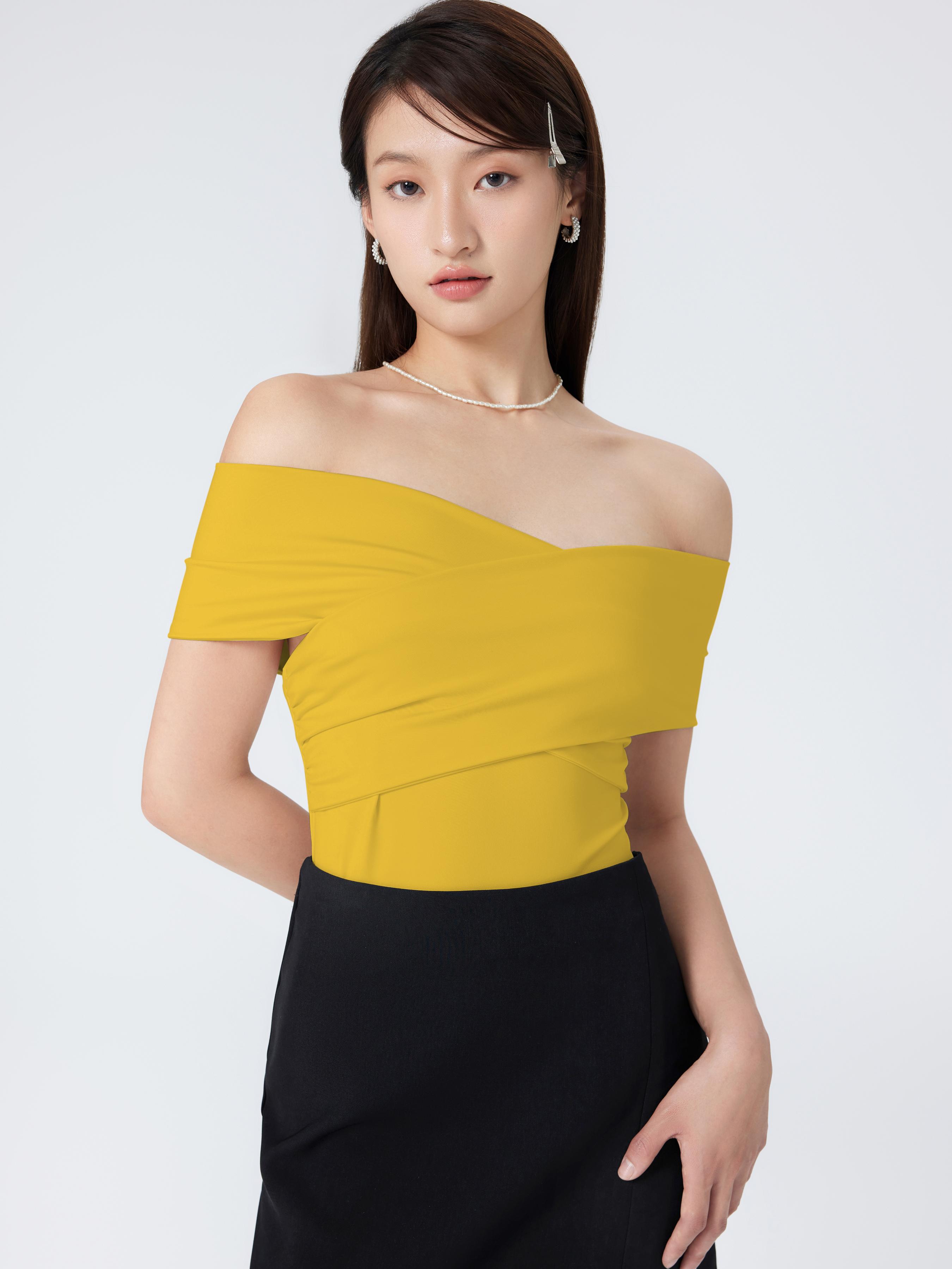 Solid Off-shoulder Bodysuit by CIDER