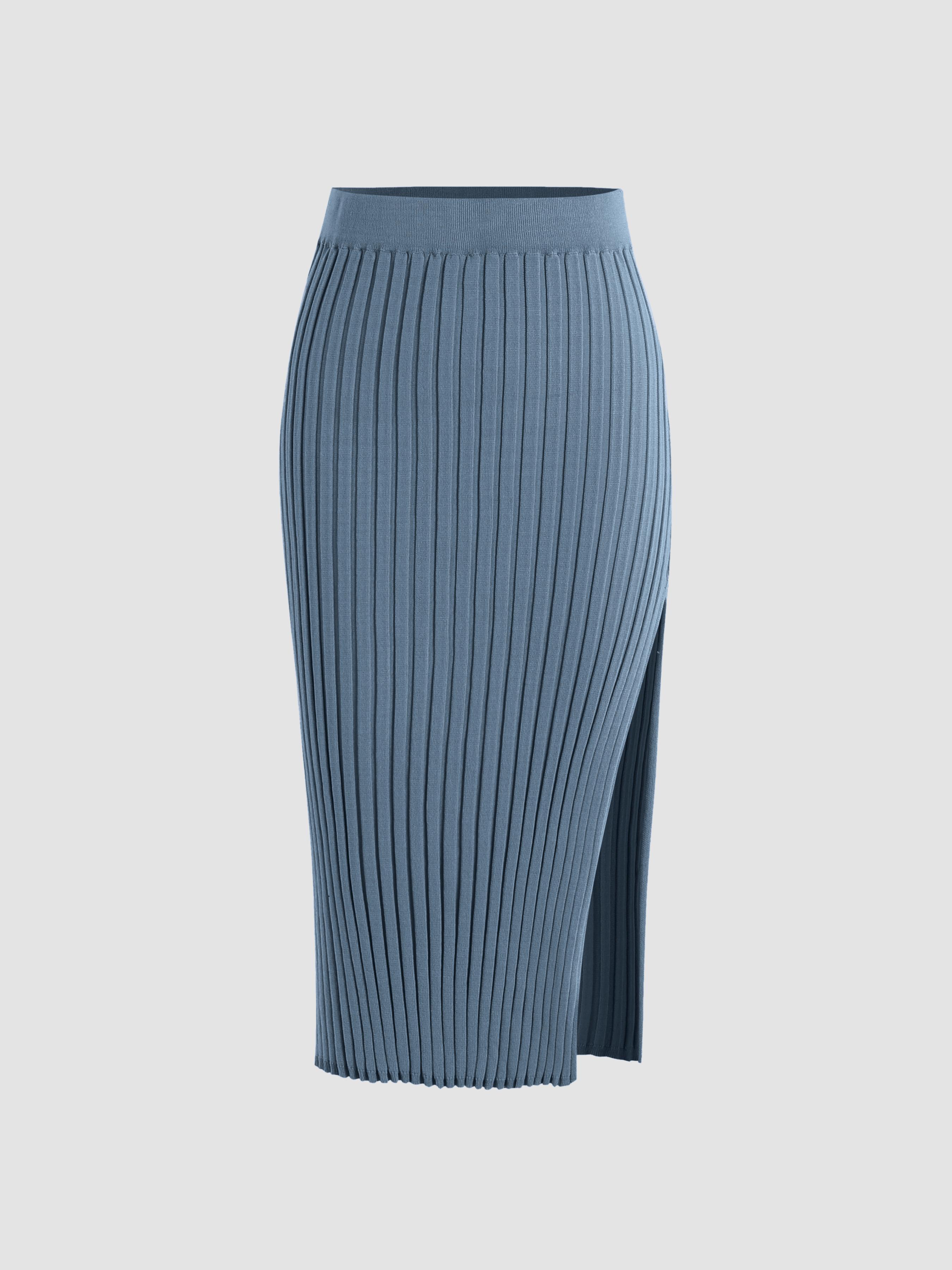 Solid Rib Pencil Skirt by CIDER