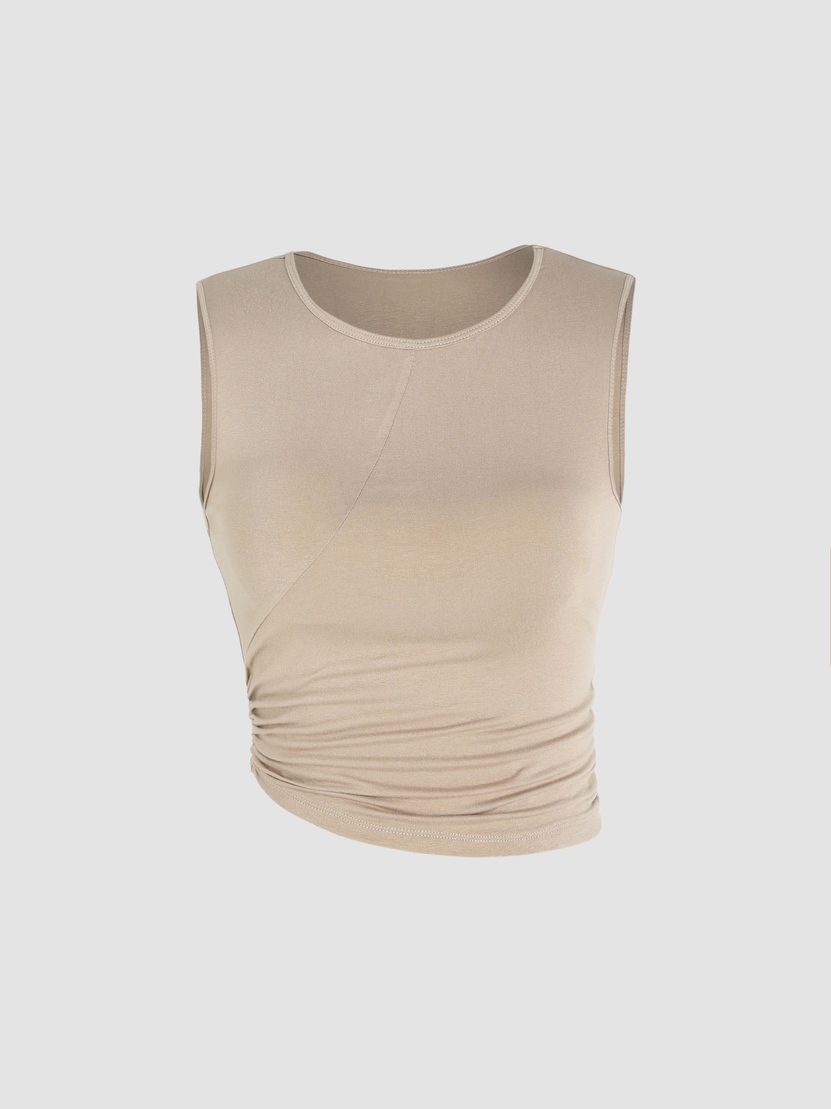 Solid Ruched Crop Tank Top by CIDER