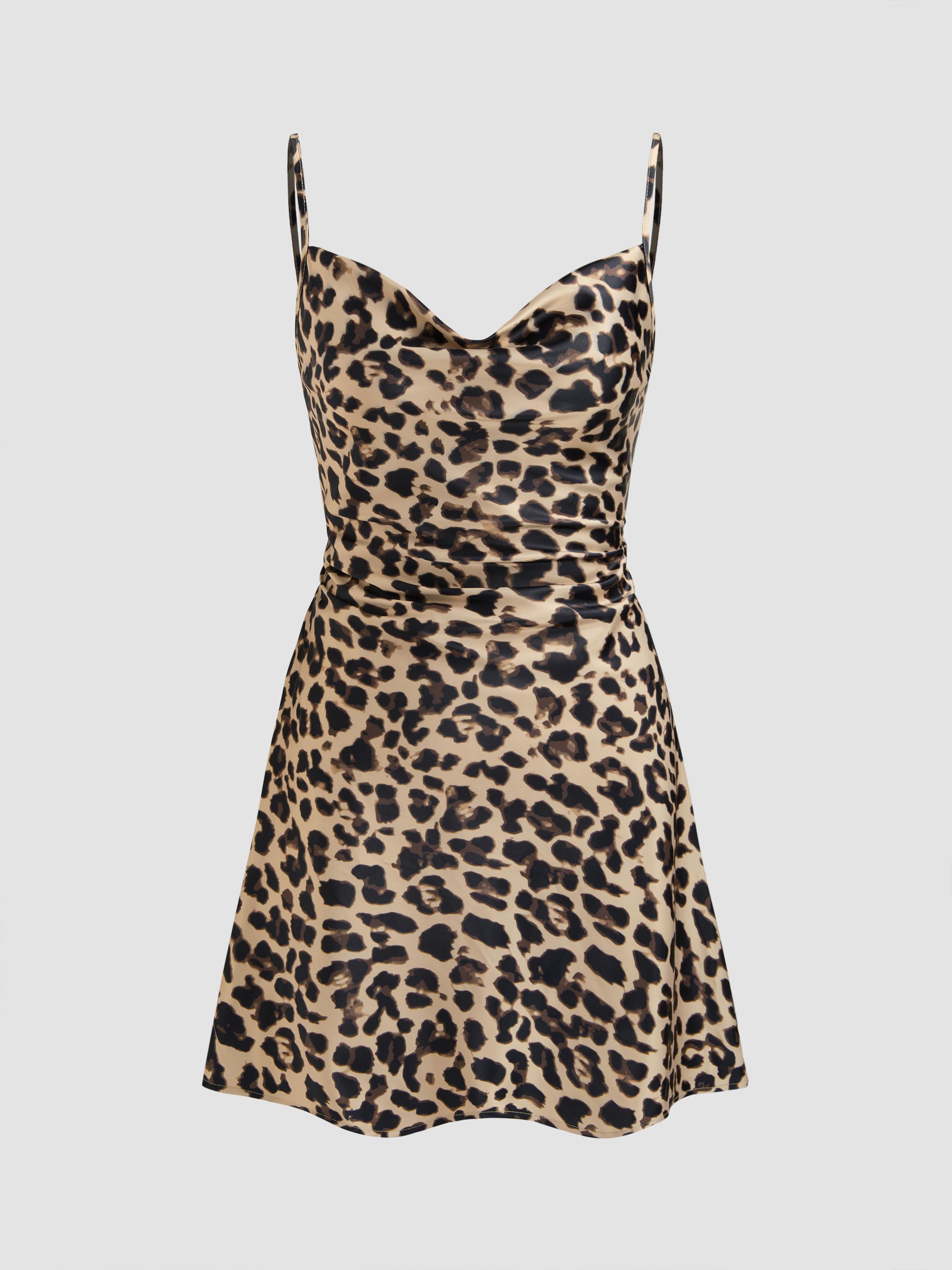 Solid Satin Cowl Neck Cami Mini Dress by CIDER