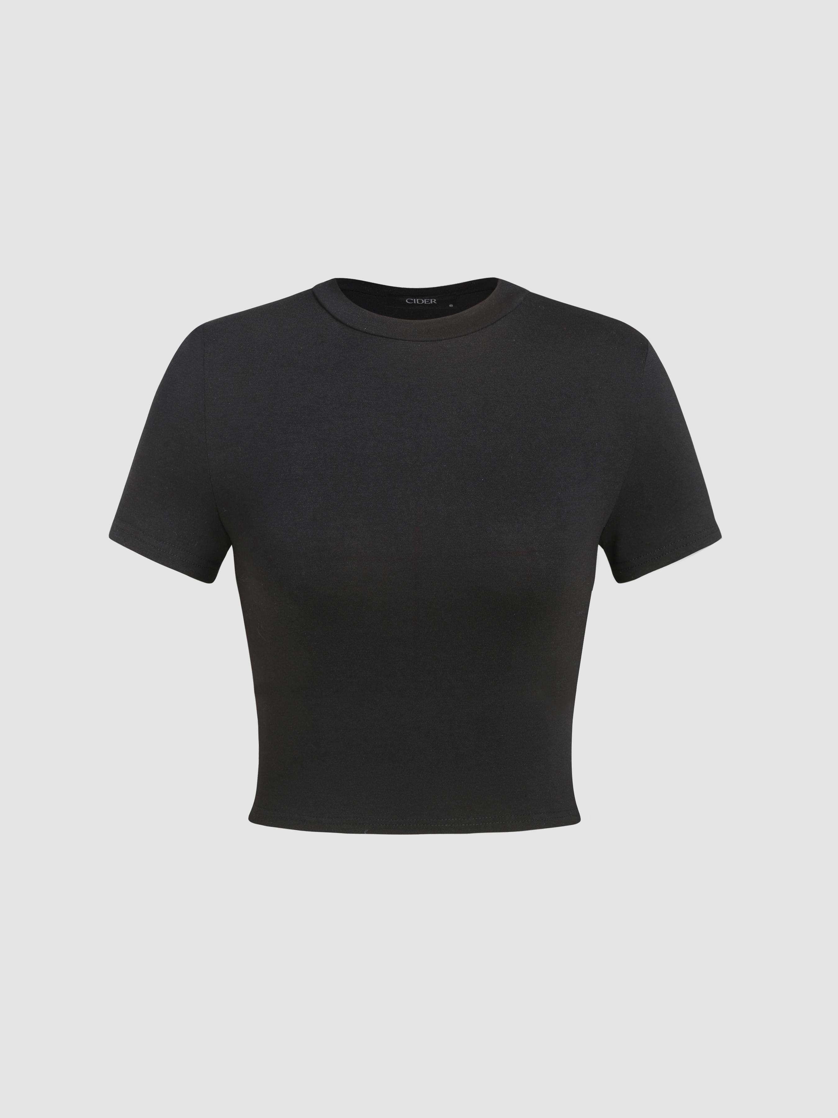 Solid Short Sleeve Crop Tee by CIDER