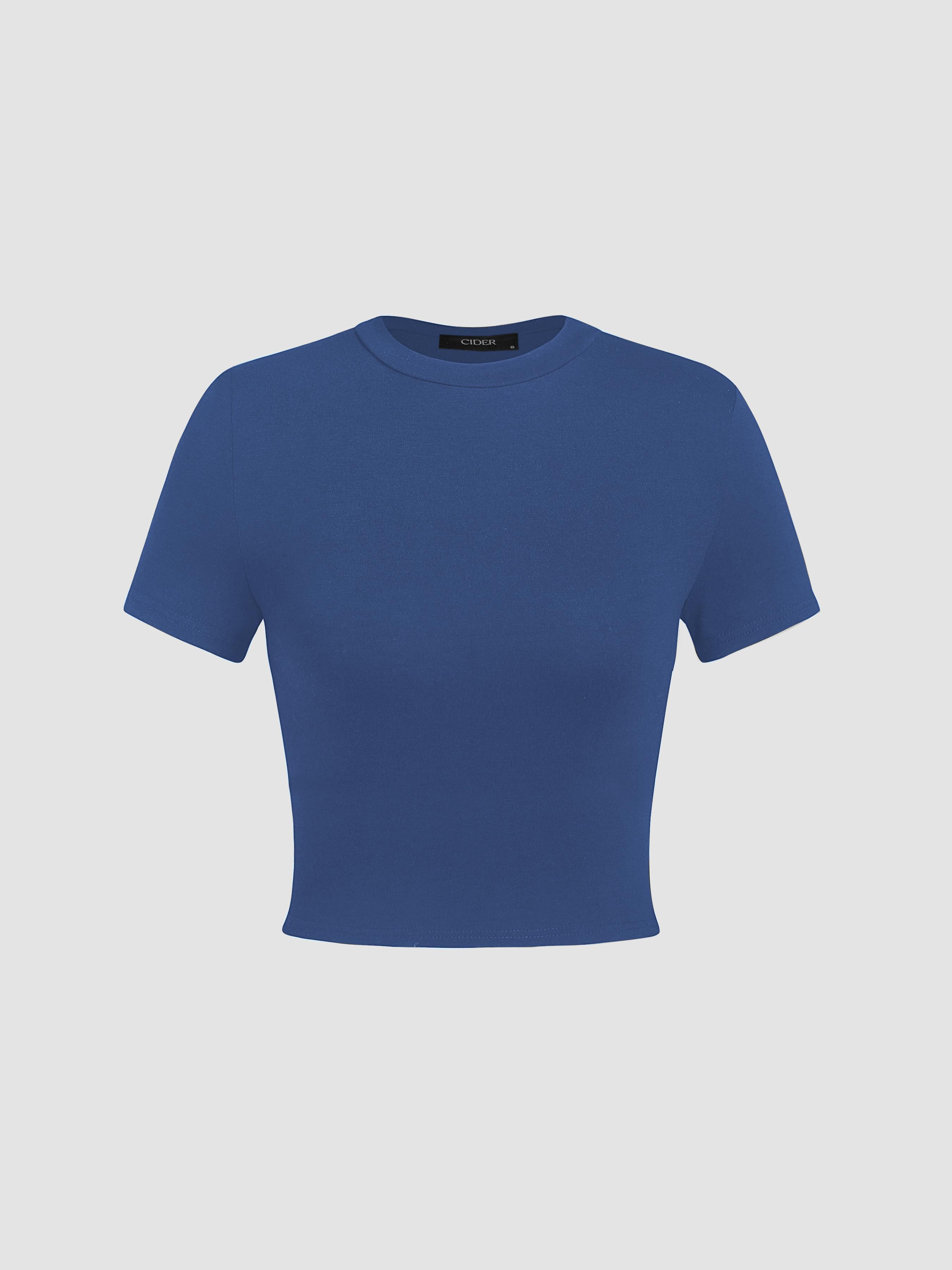Solid Short Sleeve Crop Tee by CIDER