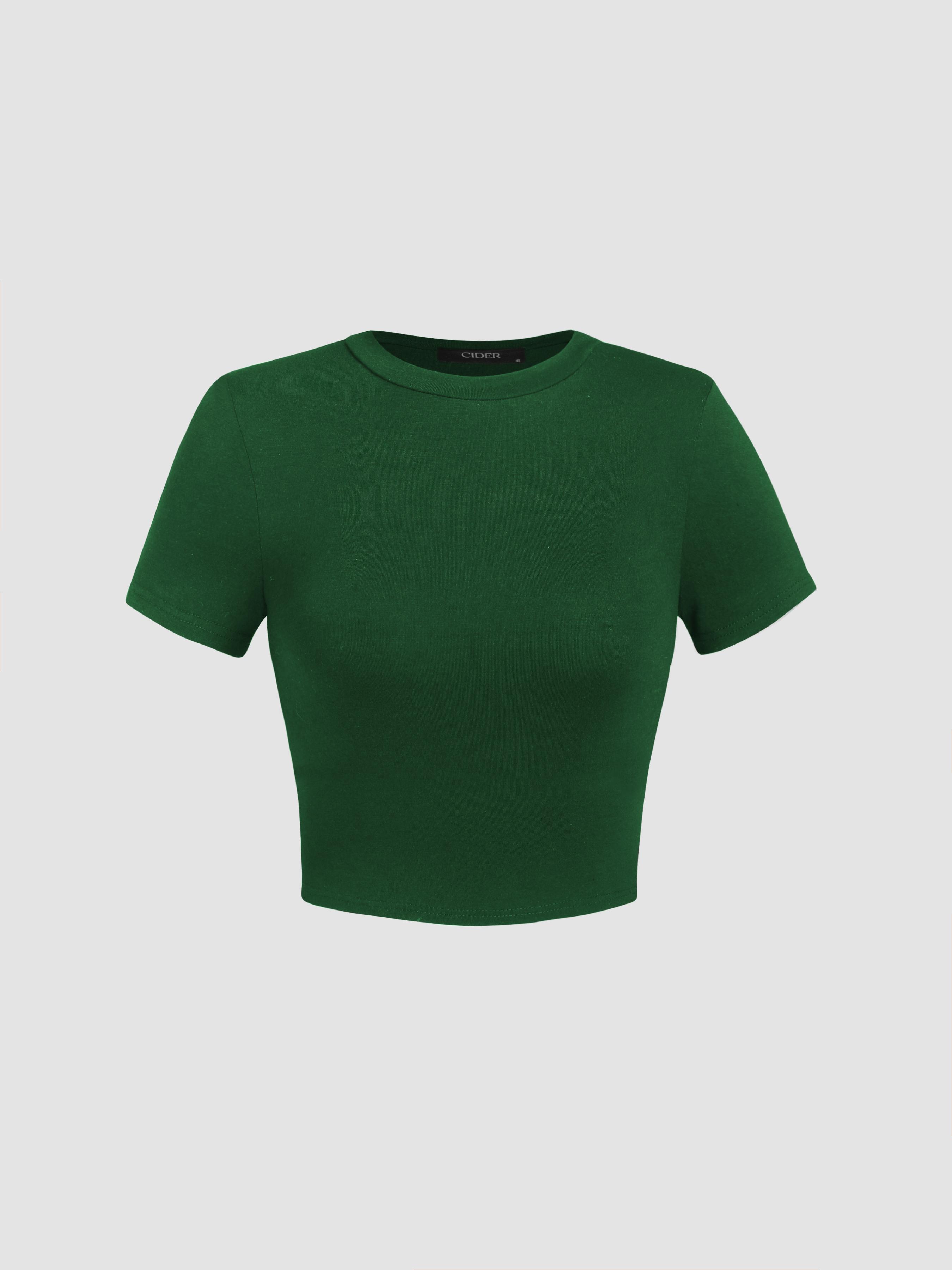 Solid Short Sleeve Crop Tee by CIDER