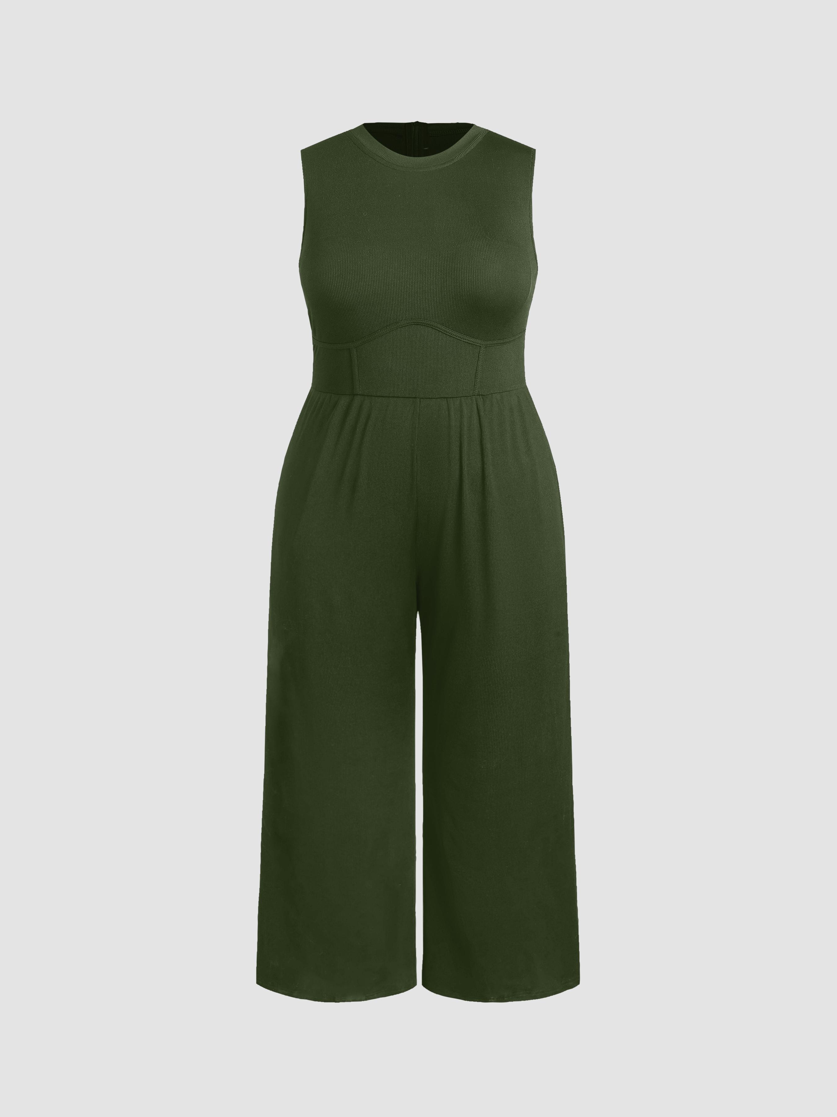 Solid Sleeveless Wide Leg Jumpsuit Curve & Plus by CIDER