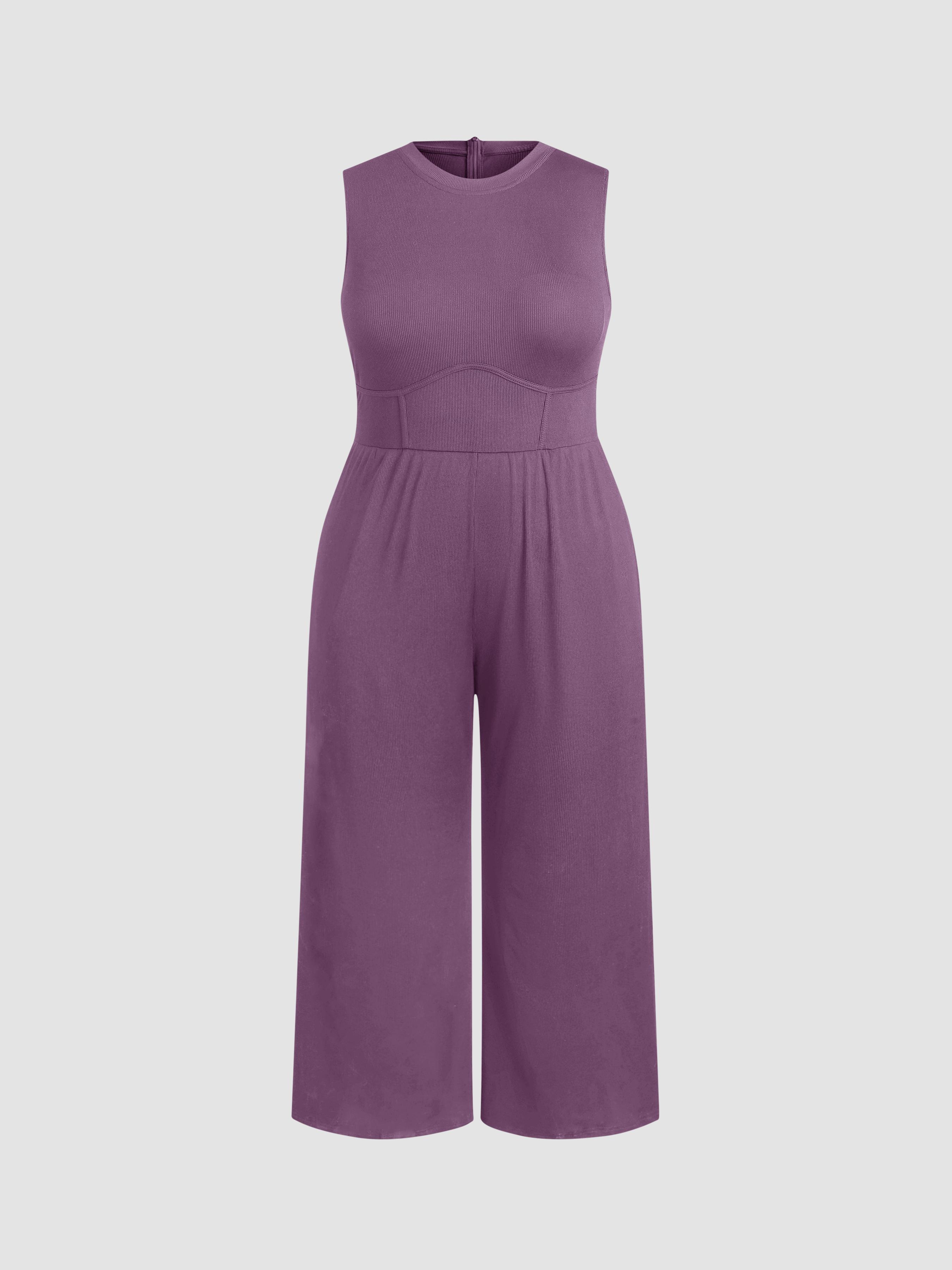 Solid Sleeveless Wide Leg Jumpsuit Curve & Plus by CIDER