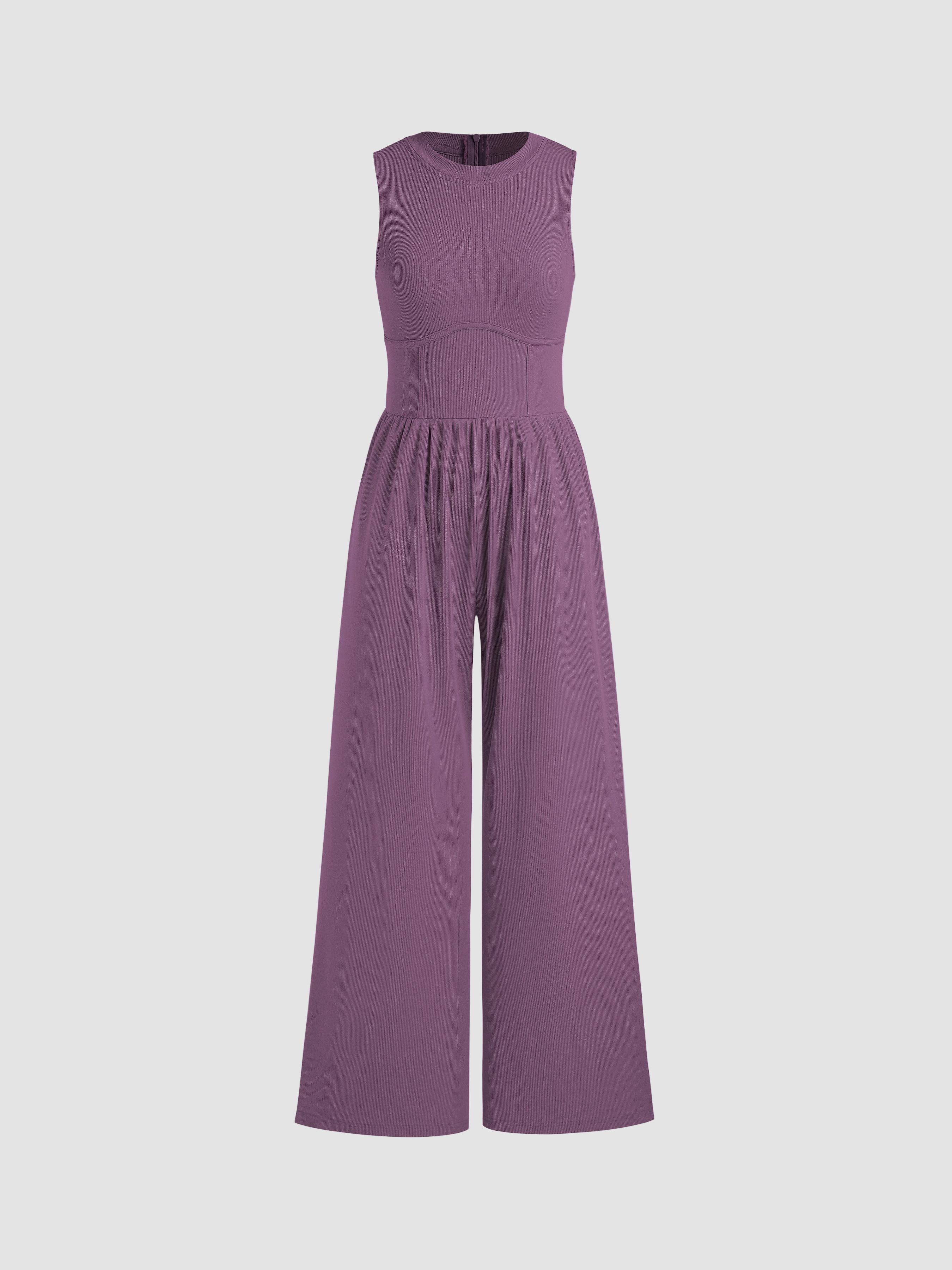 Solid Sleeveless Wide Leg Jumpsuit by CIDER