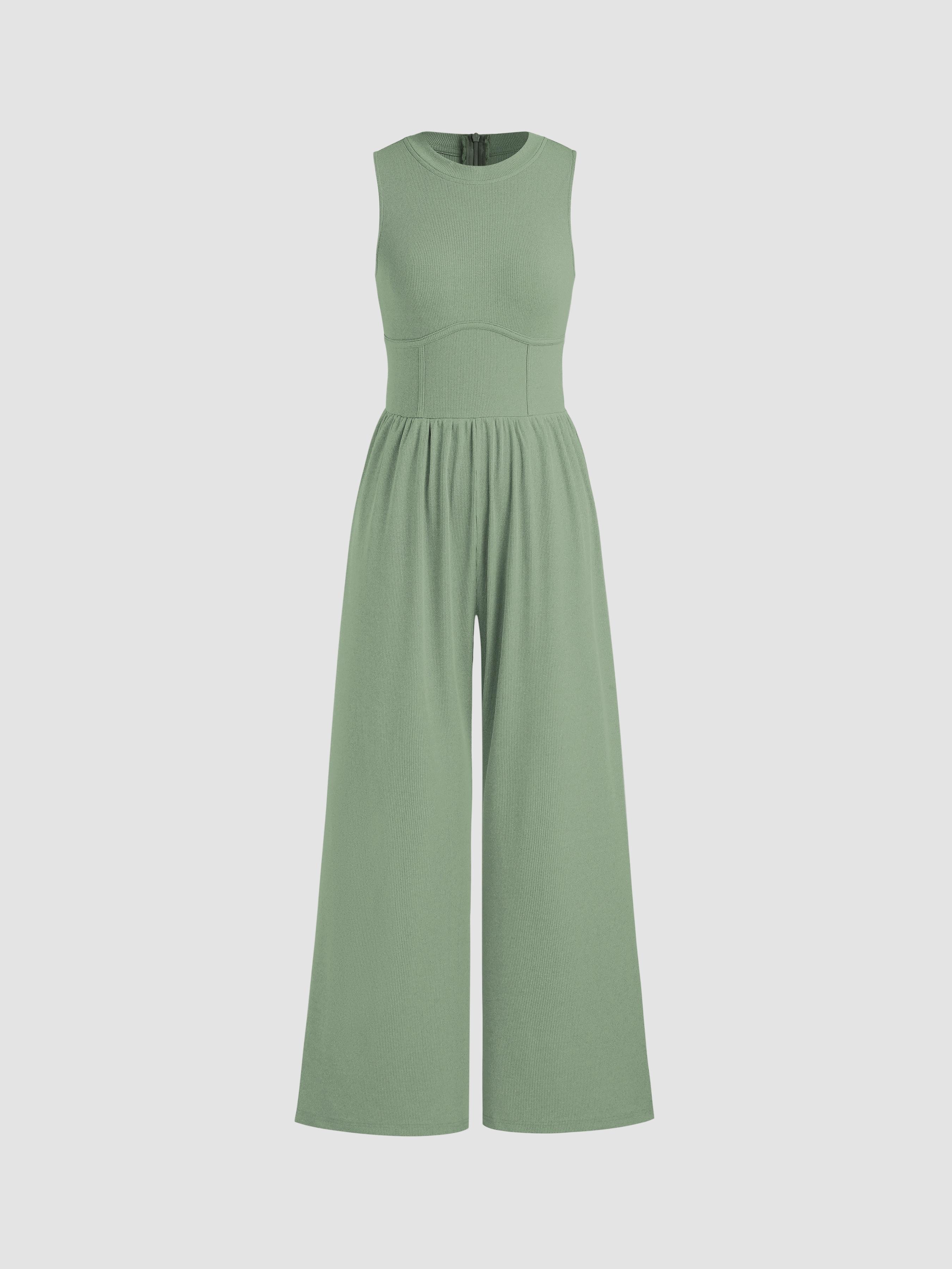 Solid Sleeveless Wide Leg Jumpsuit by CIDER