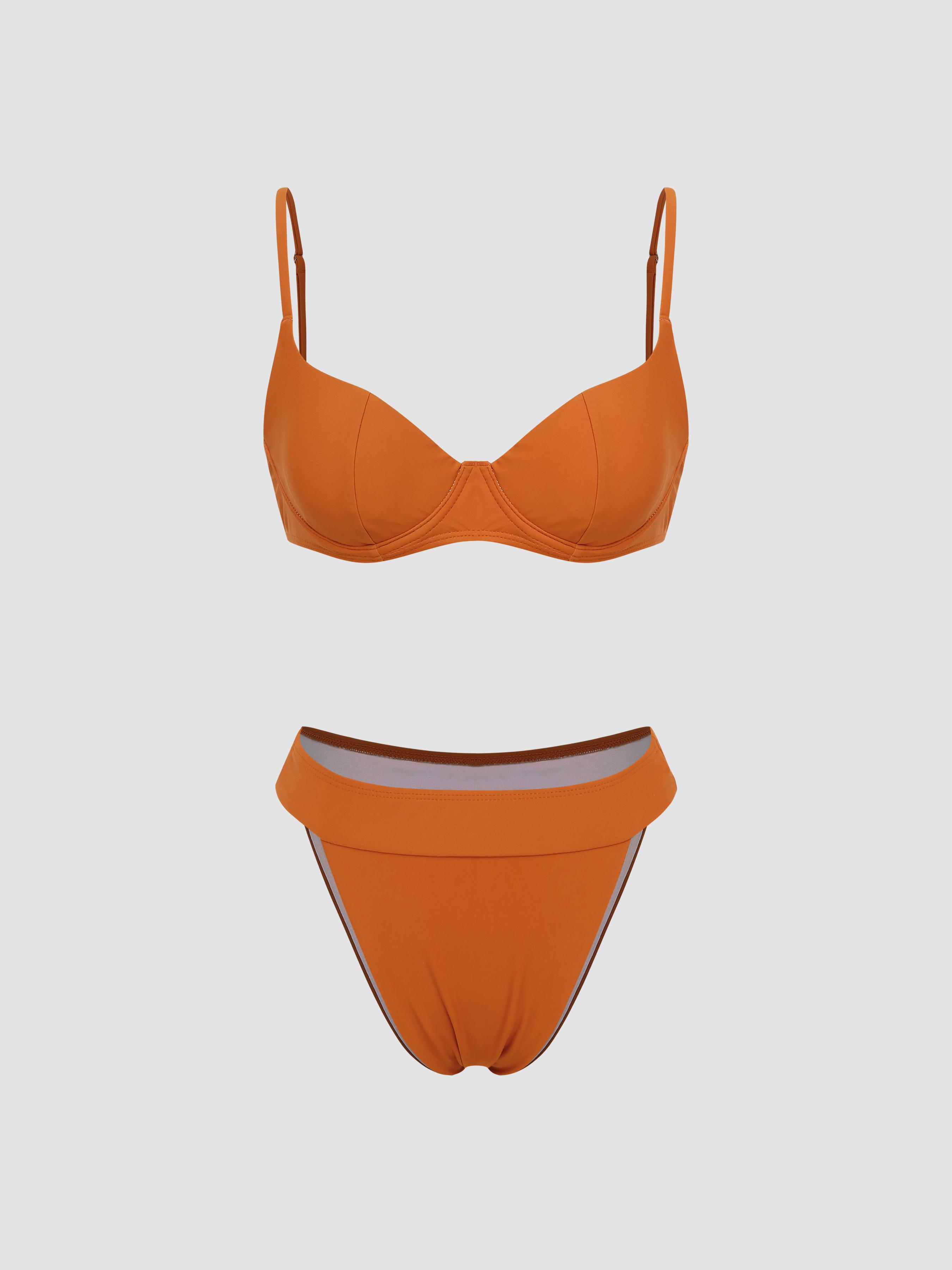 Solid V-neck Underwire Bikini Set by CIDER