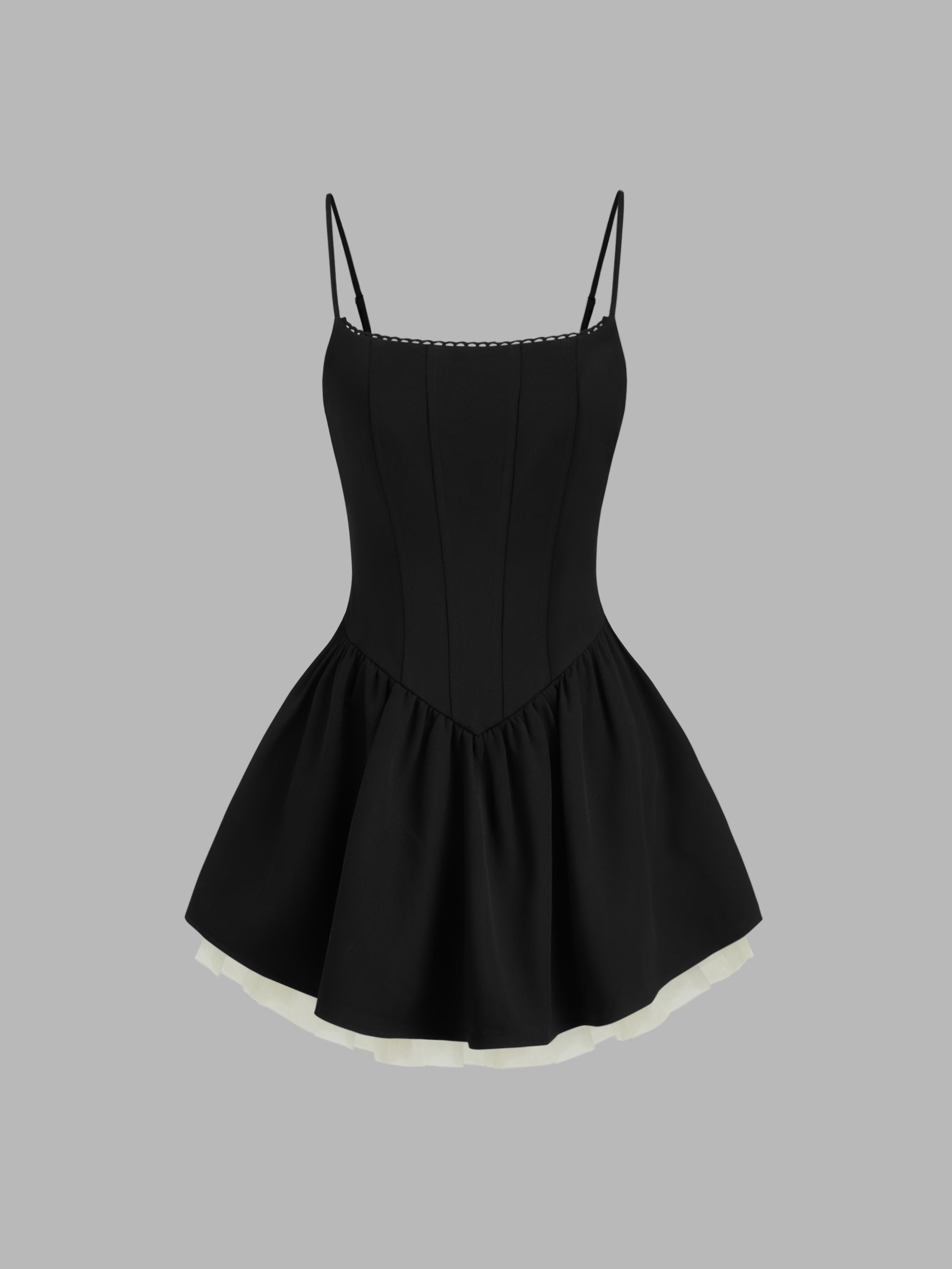Square Neck Bowknot Ruffle Layered Mini Dress by CIDER