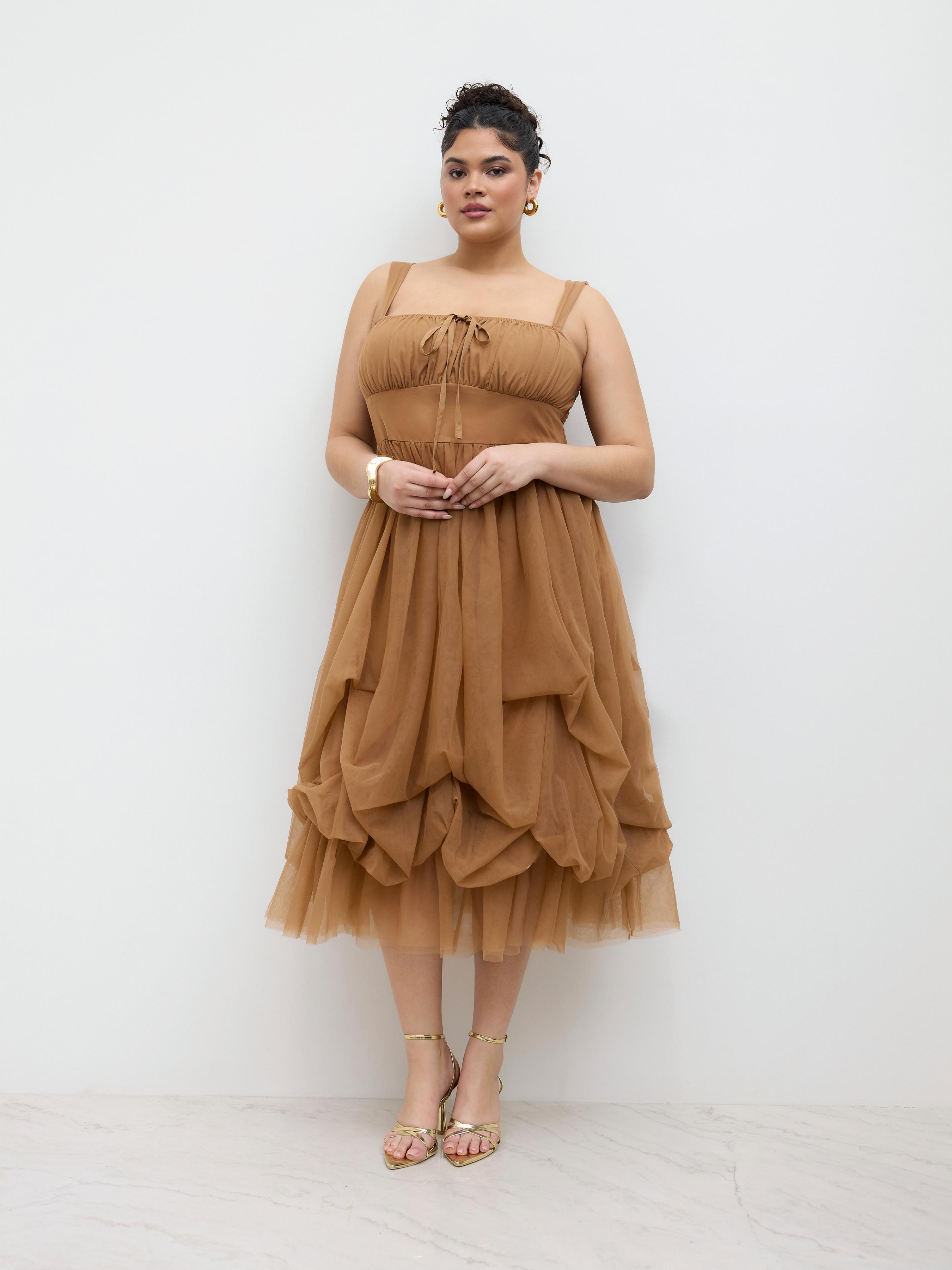 Square Neck Knotted Asymmetrical Hem Maxi Dress Curve & Plus by CIDER