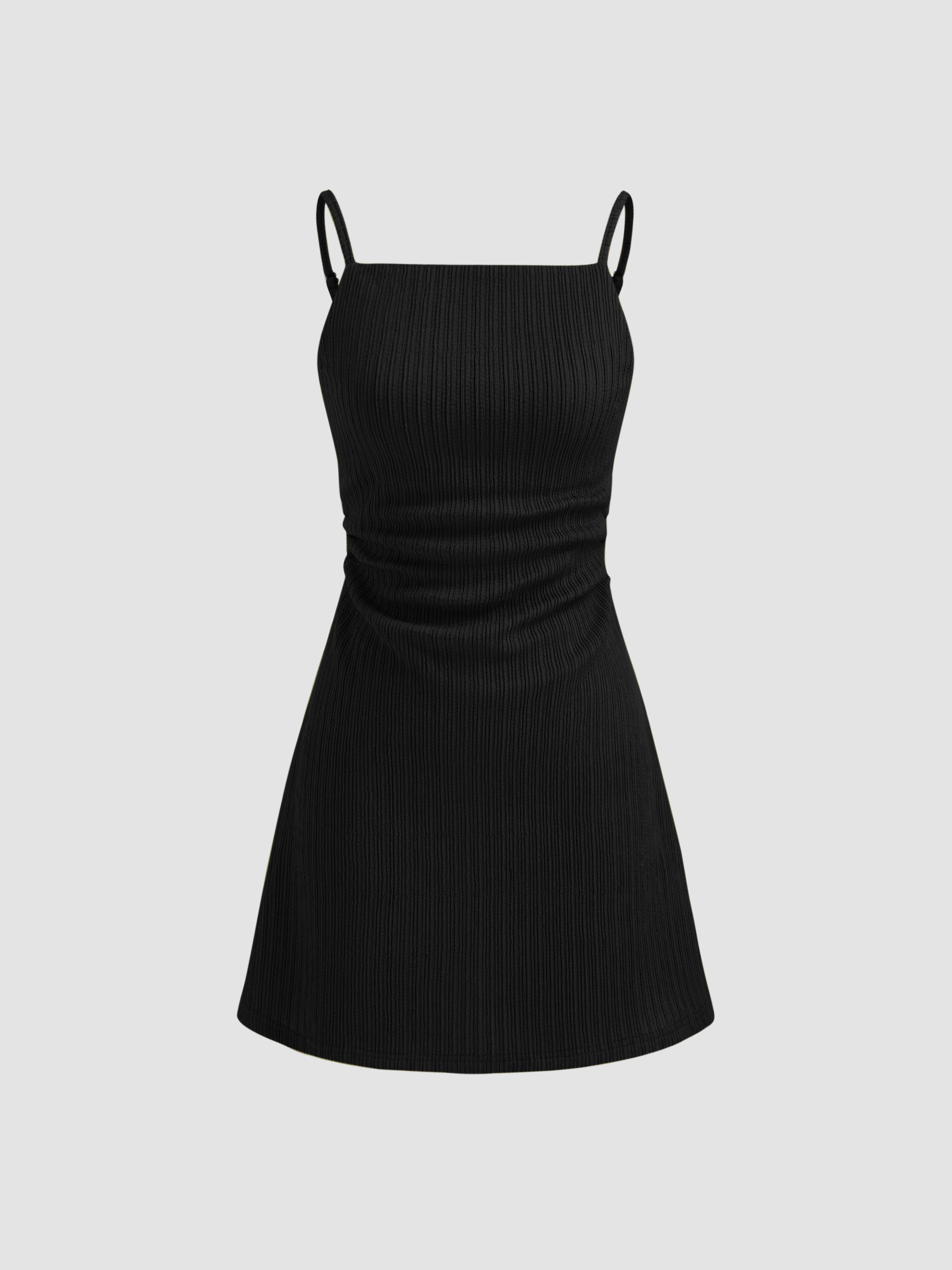 Square Neck Lace Up Mini Dress by CIDER