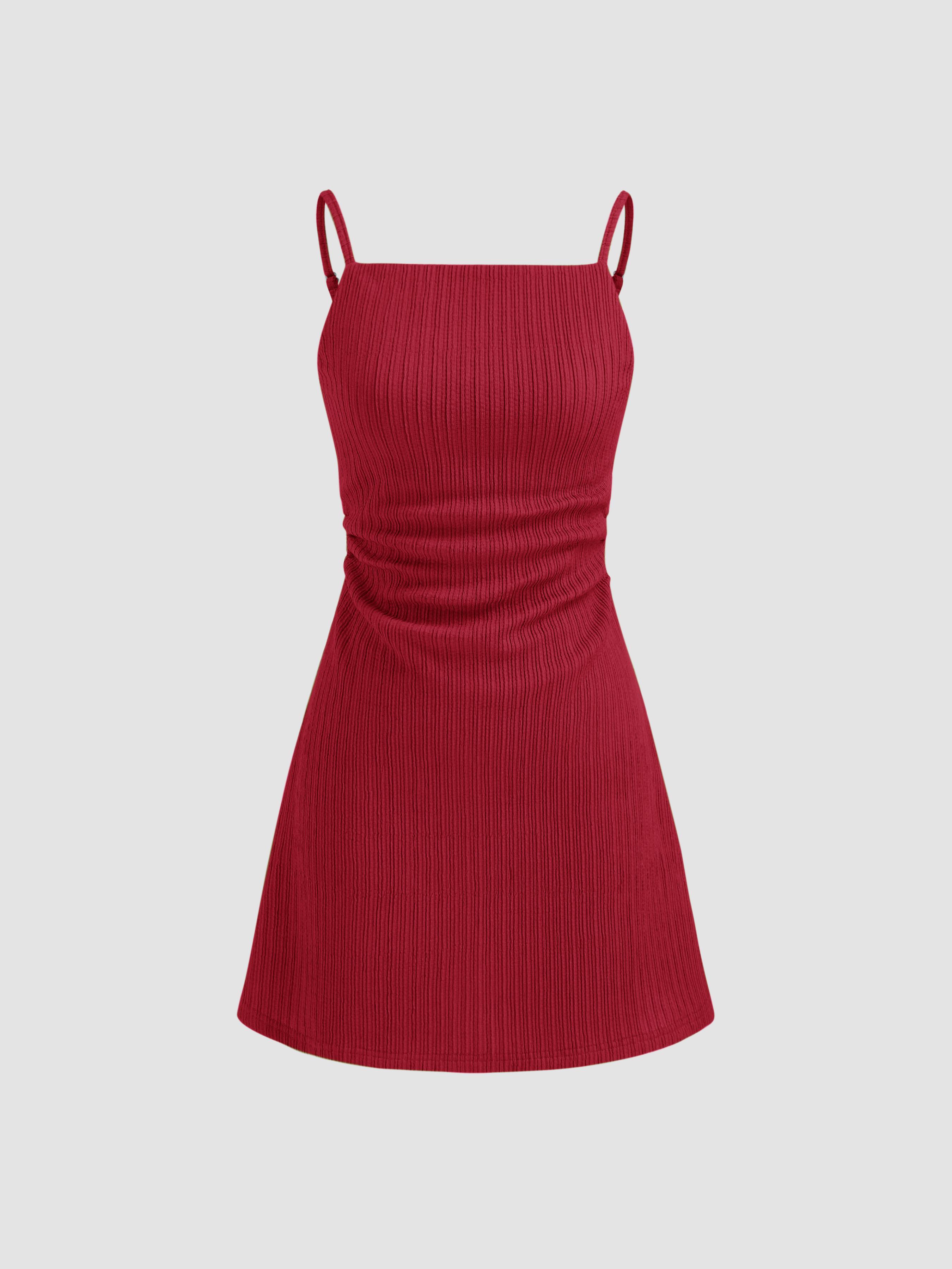 Square Neck Lace Up Mini Dress by CIDER