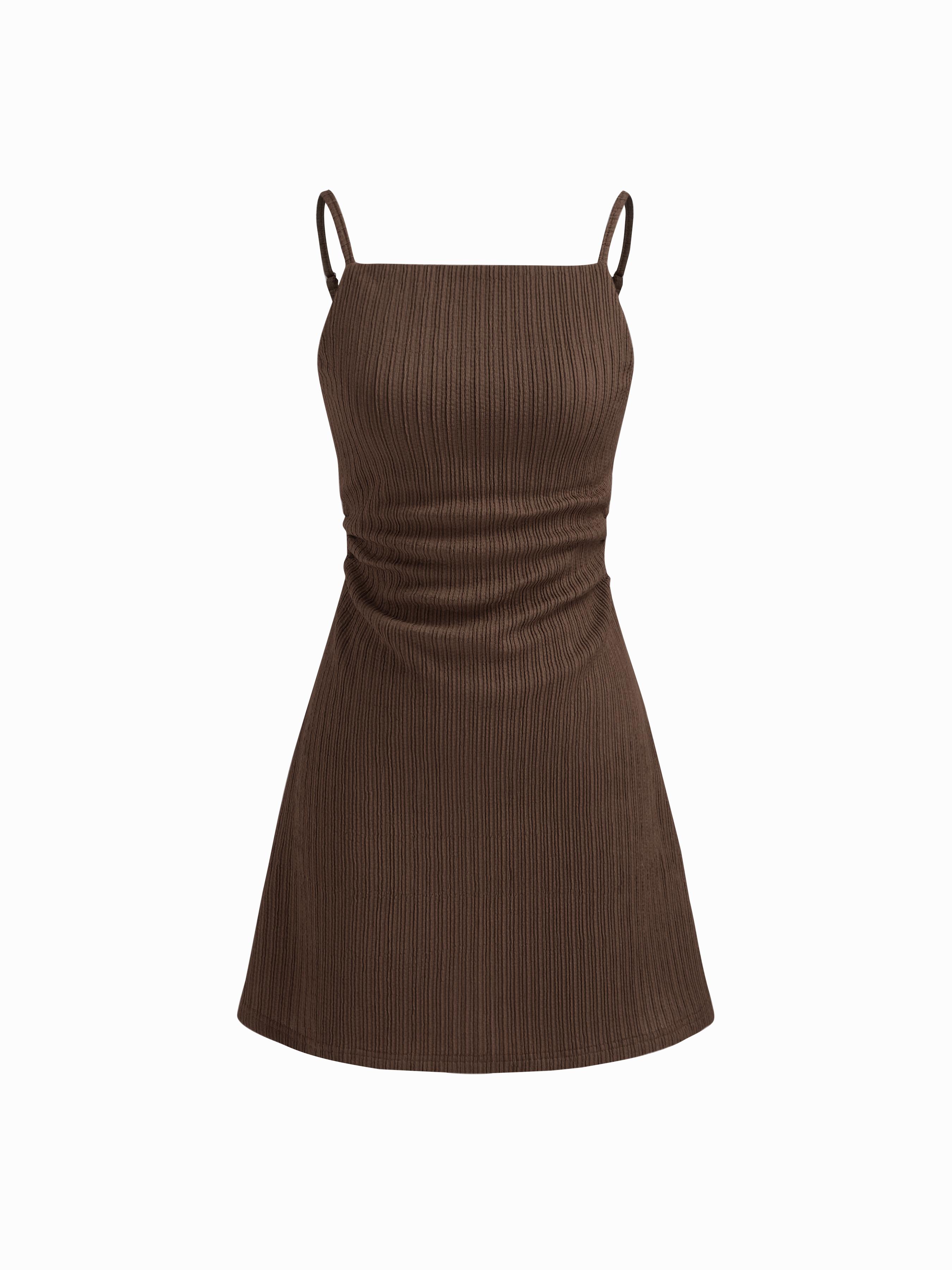 Square Neck Lace Up Mini Dress by CIDER