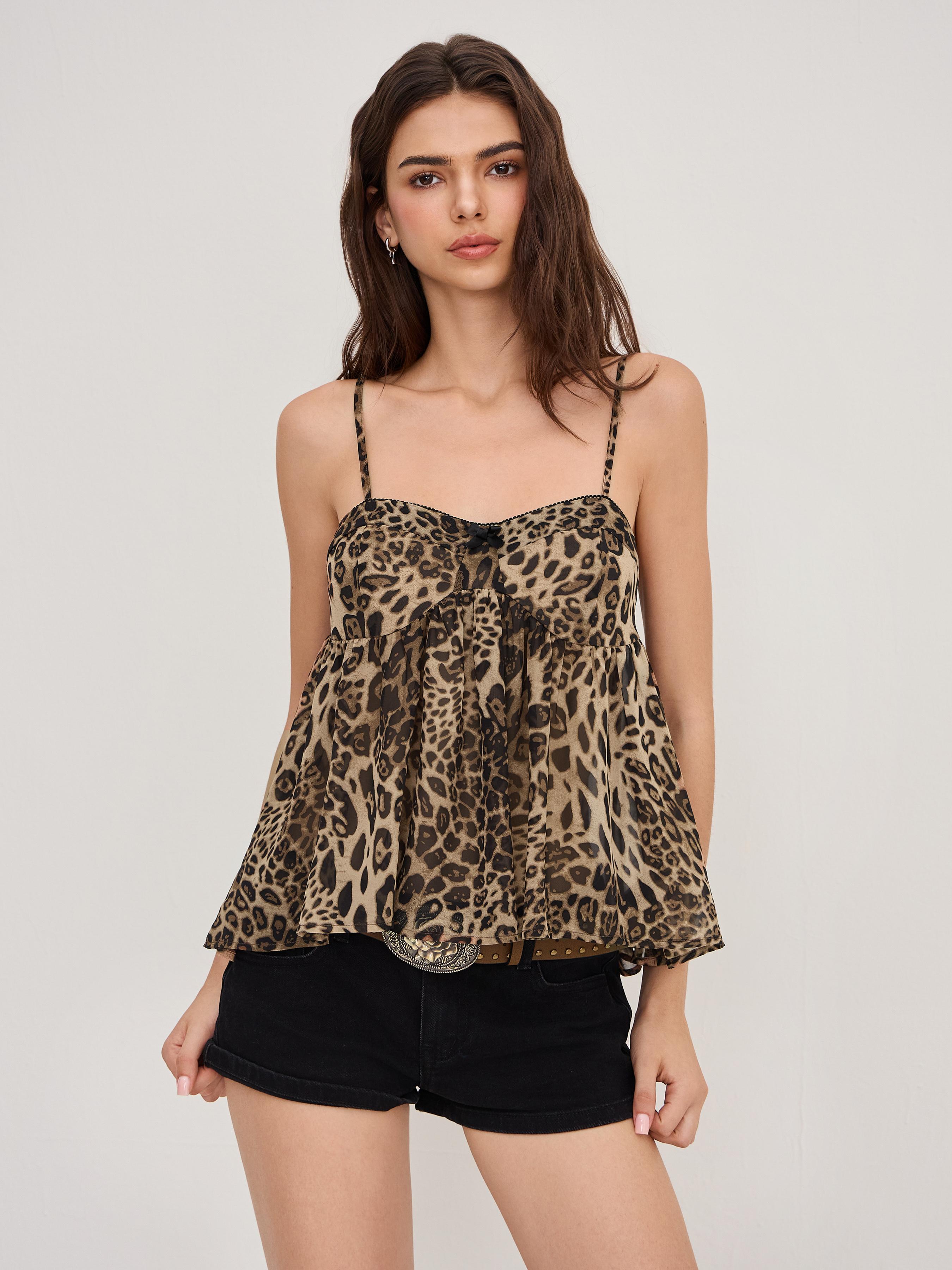 Square Neck Leopard Bowknot Cami Top by CIDER