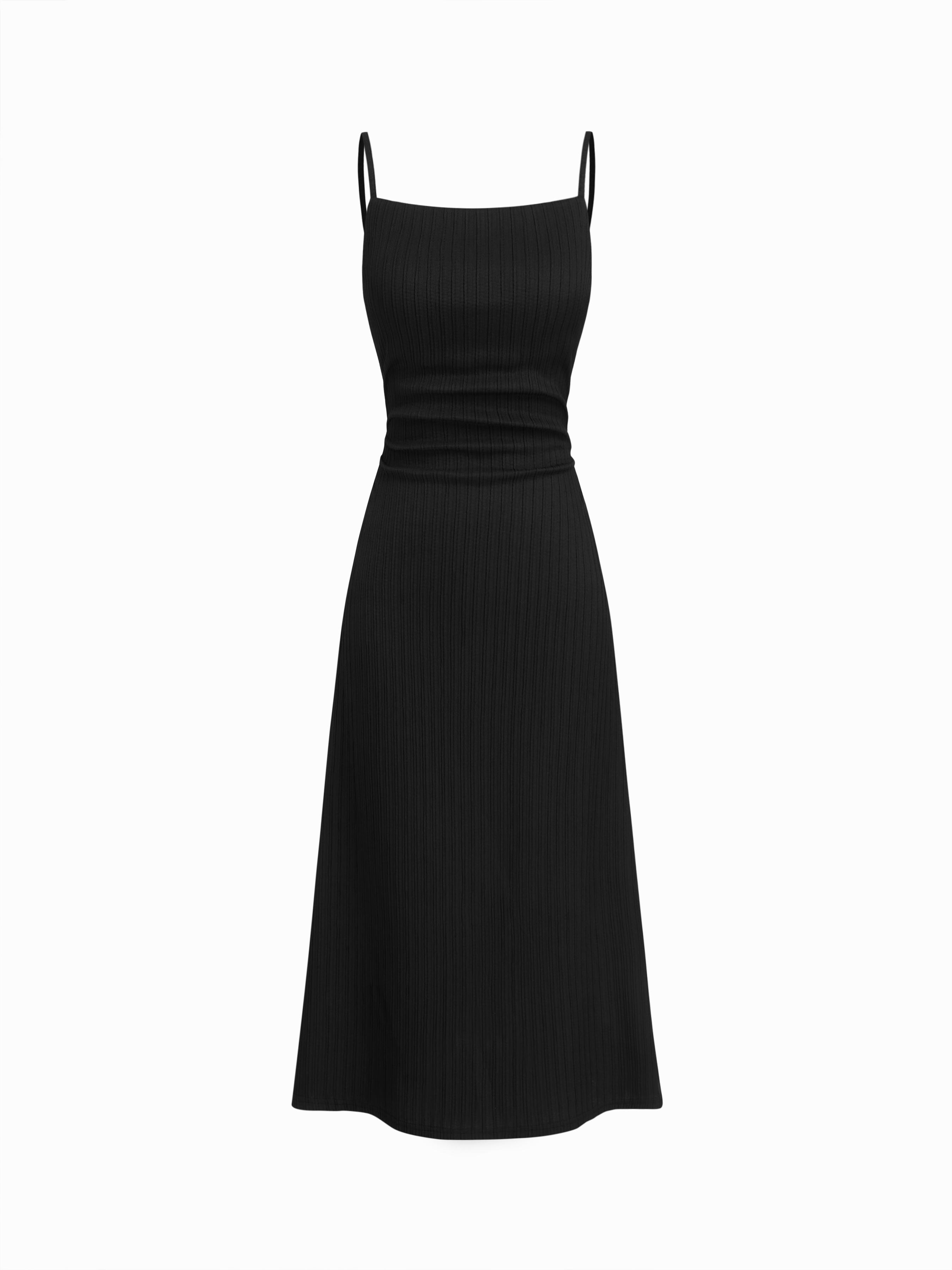 Square Neck Ruched Midi Slip Dress by CIDER