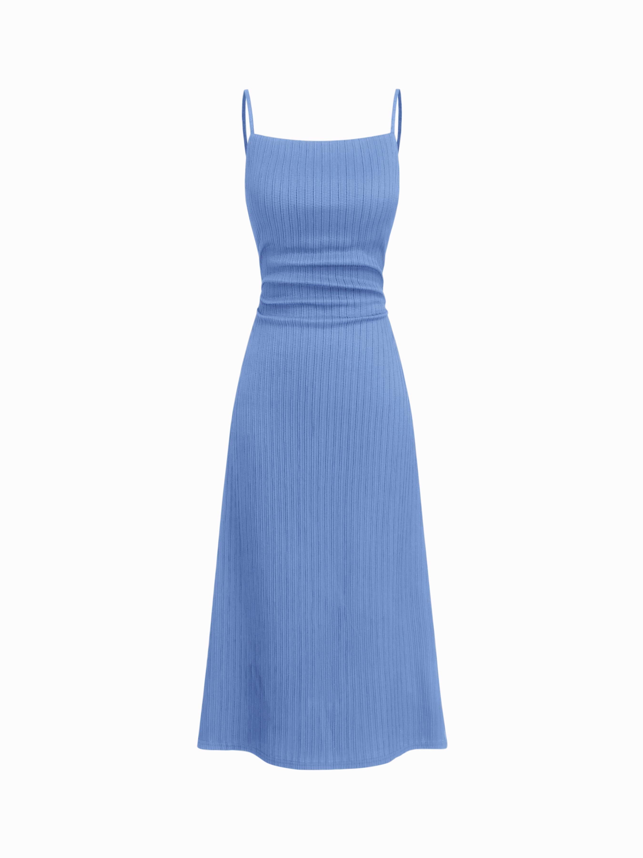 Square Neck Ruched Midi Slip Dress by CIDER