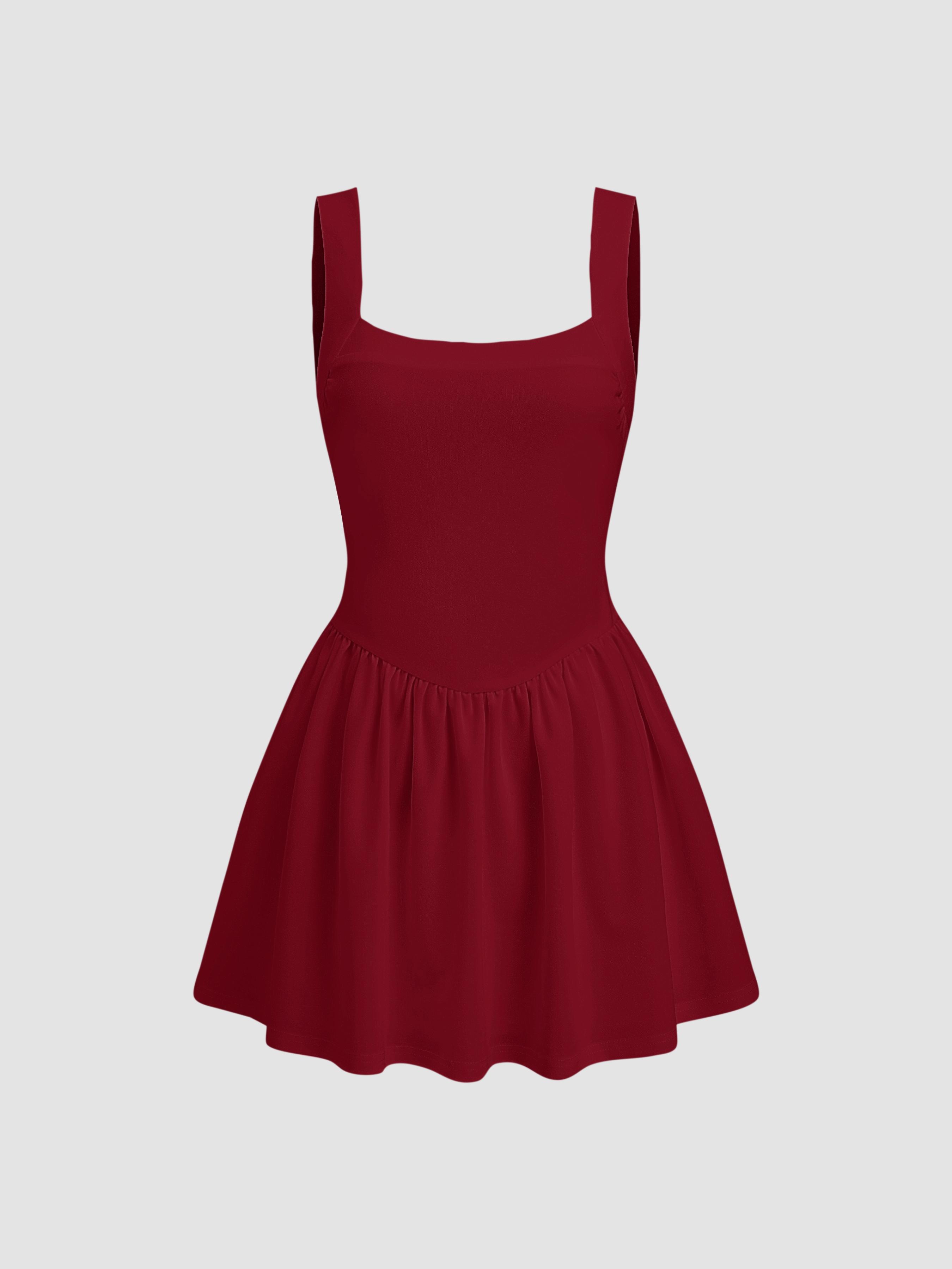 Square Neck Ruffle Mini Dress by CIDER