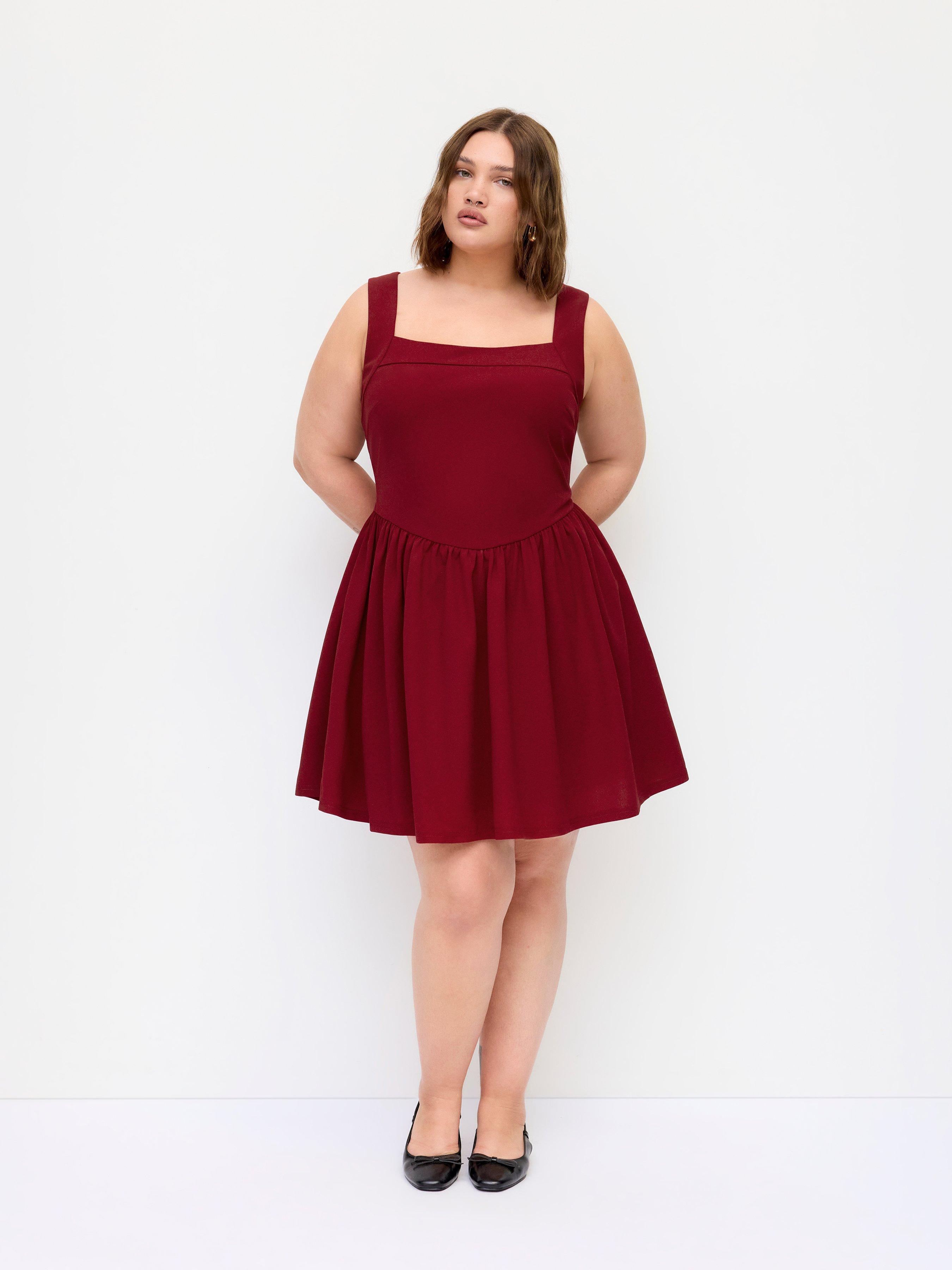 Square Neck Ruffle Mini Dress Curve & Plus by CIDER