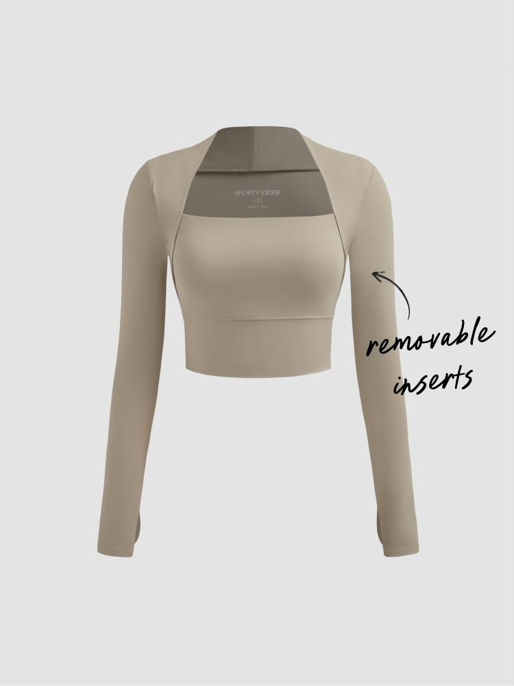 Square Neck Solid Long Sleeve Top by CIDER