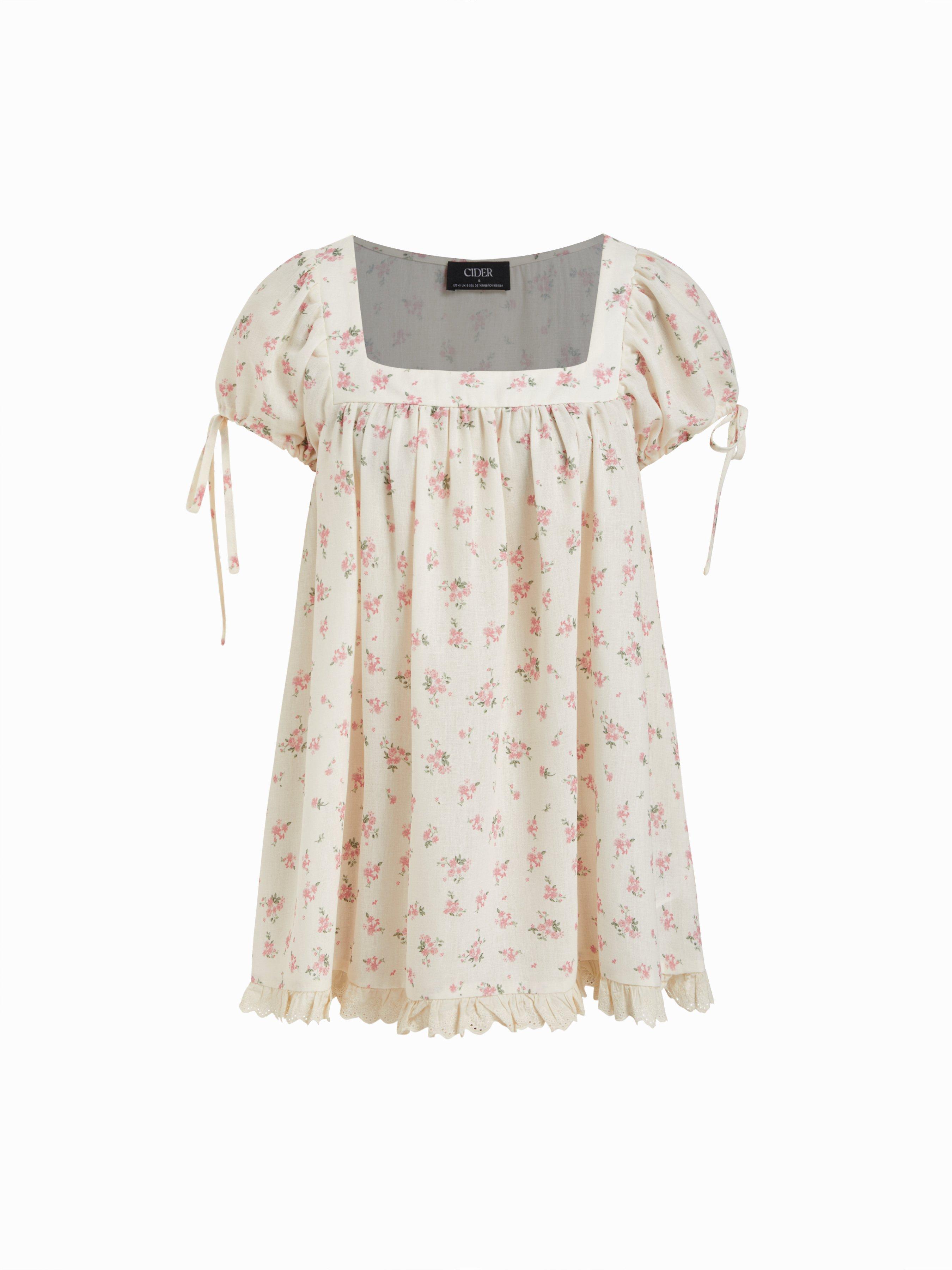Square Neck Solid Ruffle Knotted Short Sleeve Blouse by CIDER