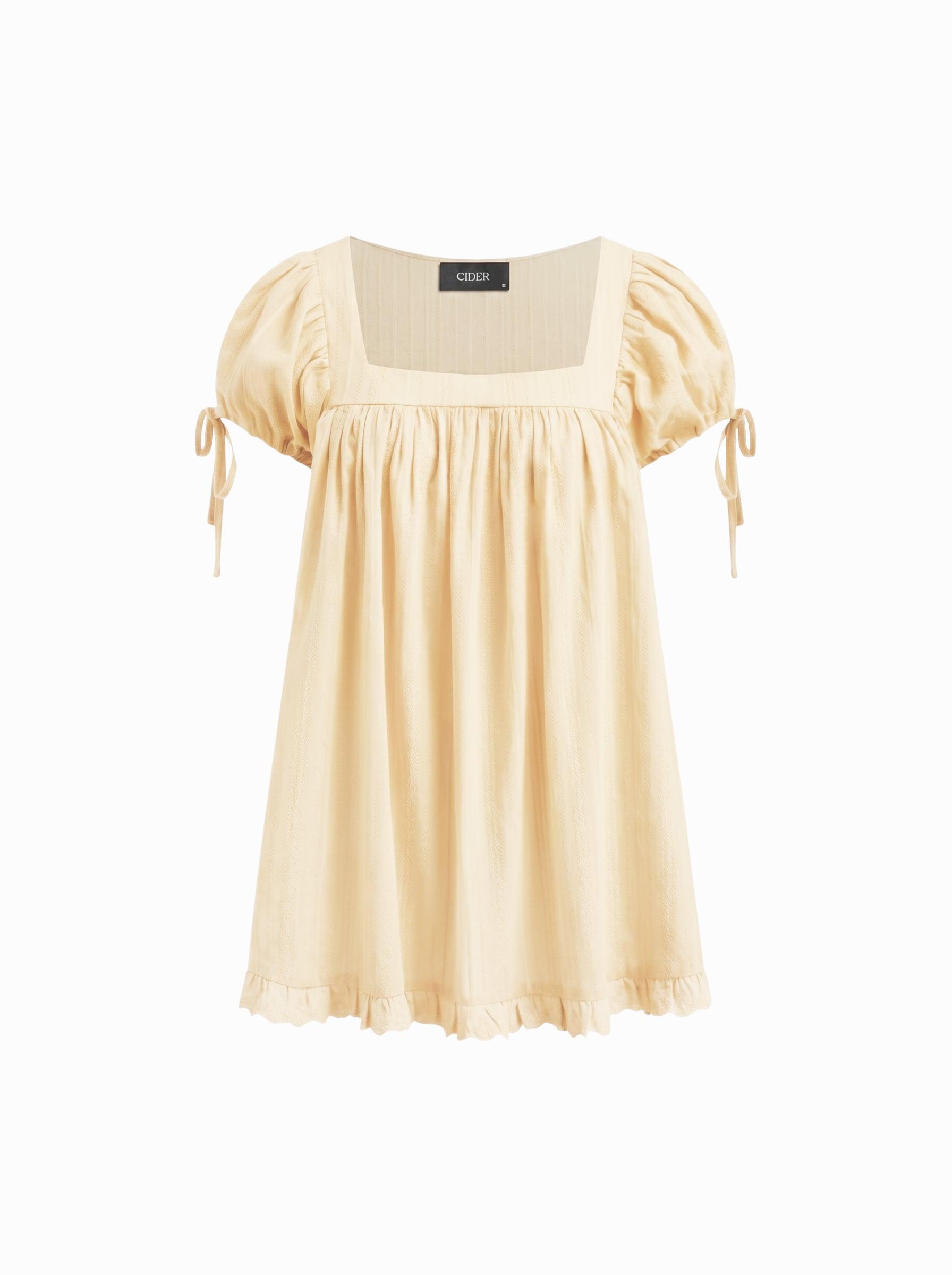 Square Neck Solid Ruffle Knotted Short Sleeve Blouse by CIDER