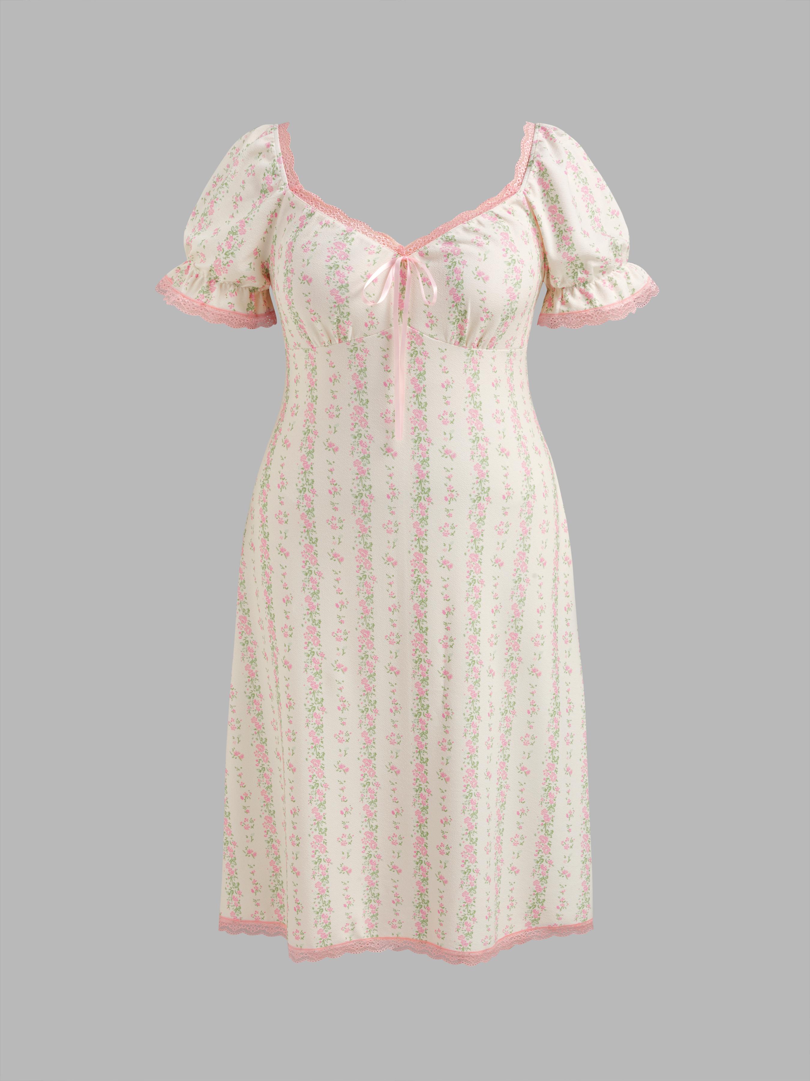 Square Neck Strawberry Graphic Contrasting Lace Trim Midi Dress Curve & Plus by CIDER Square Neck Strawberry Graphic Contrasting Lace Trim Midi Dress Curve & Plus by CIDER