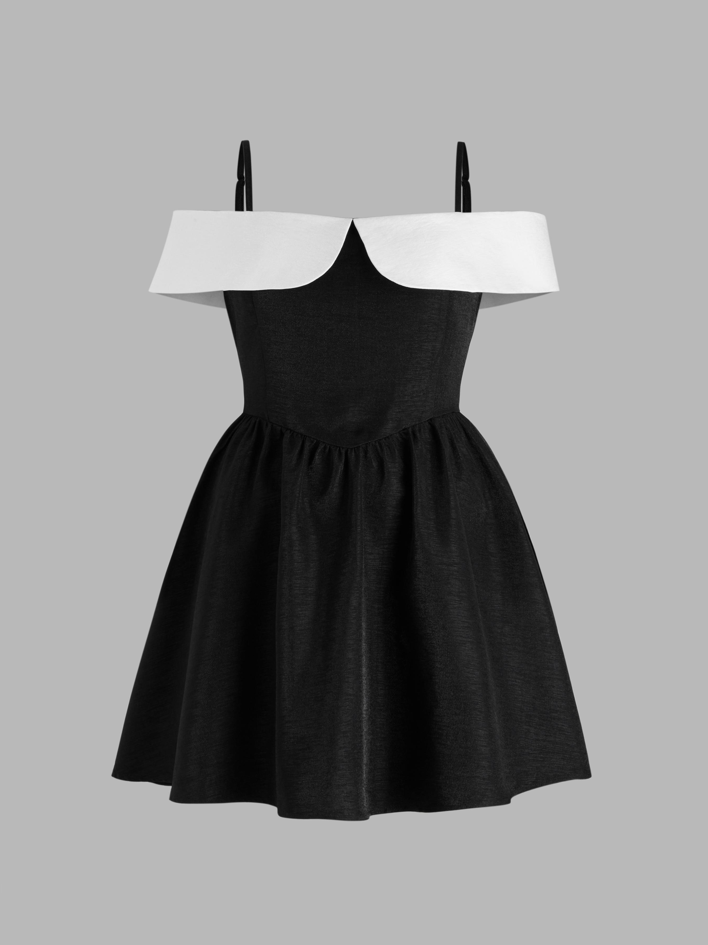 Square Neck Two Tone Ruffle Hem Mini Dress Curve & Plus by CIDER