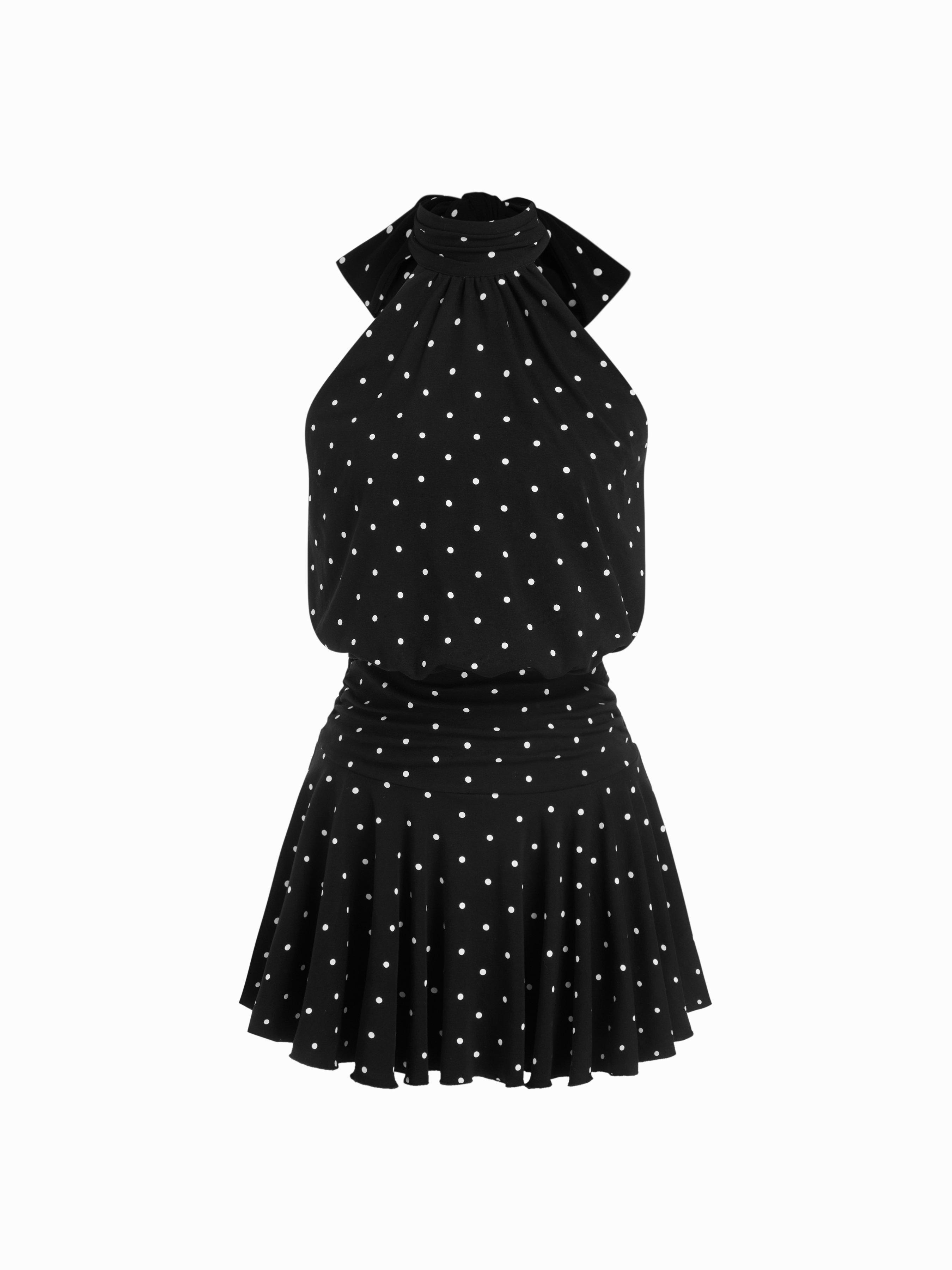 Stand Collar Sleeveless A-Line Mini Dress with Scarf by CIDER