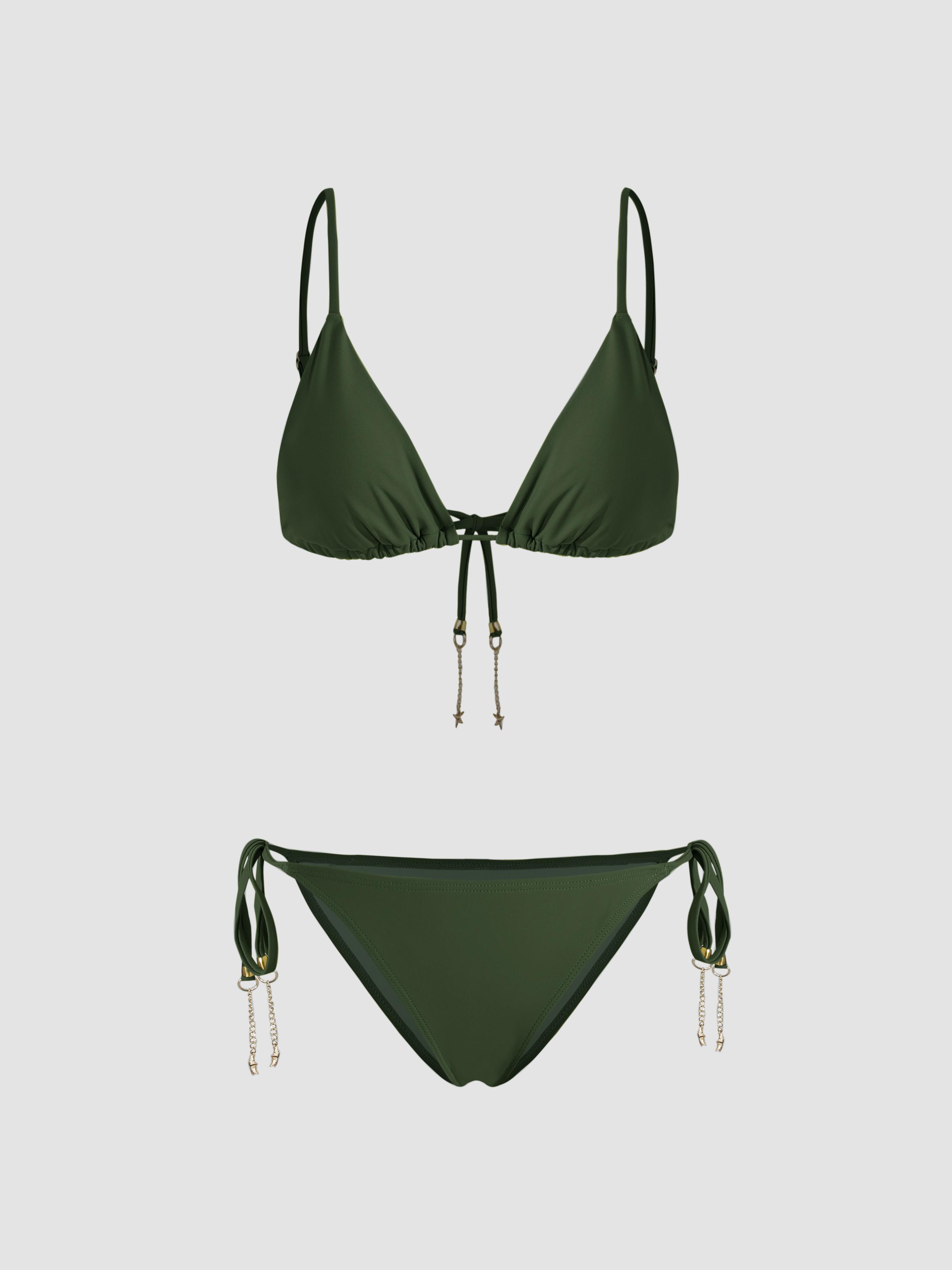 Starfish Chain Detail Knotted Triangle Bikini Set by CIDER