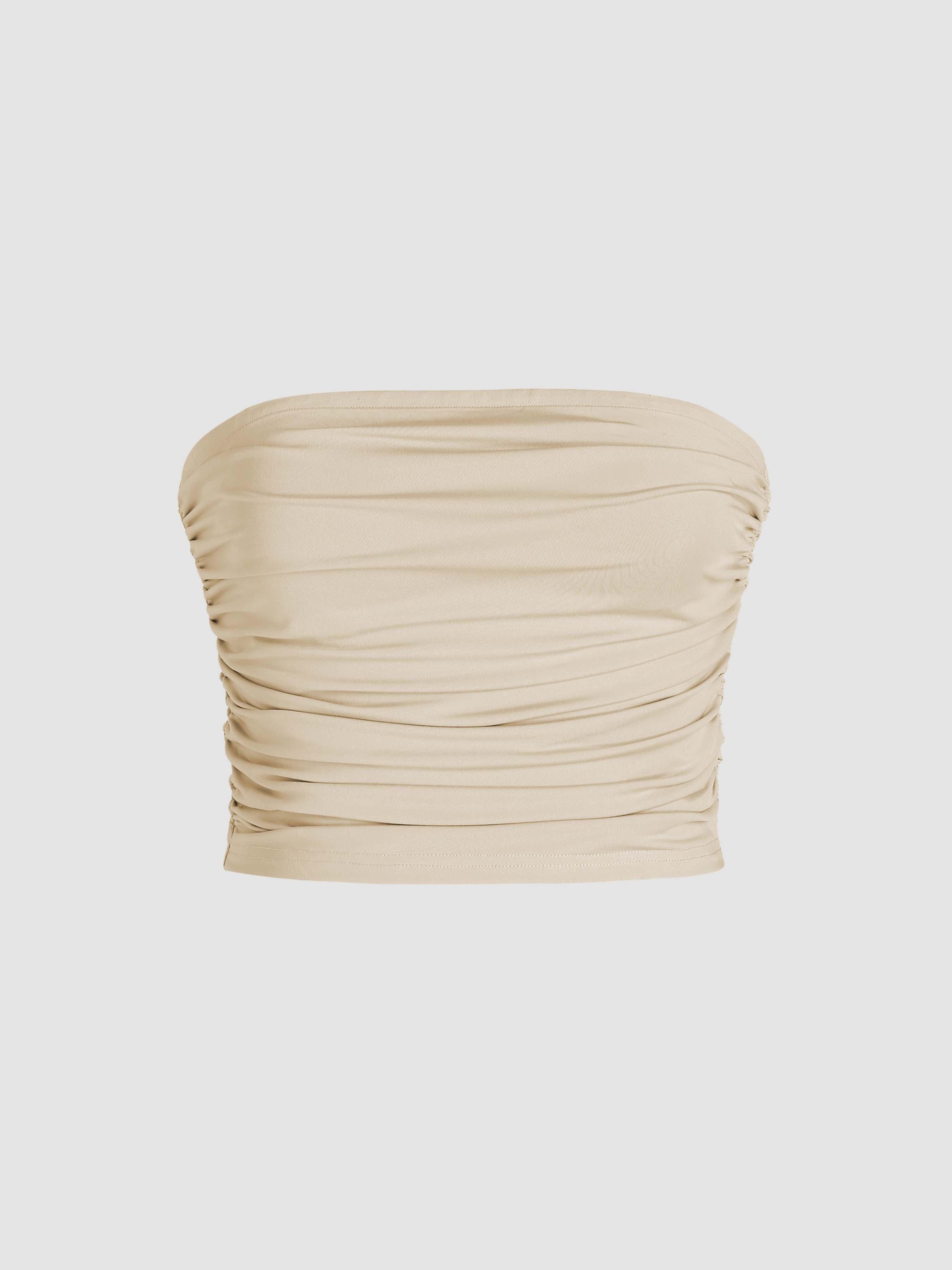 Strapless Ruched Crop Top by CIDER