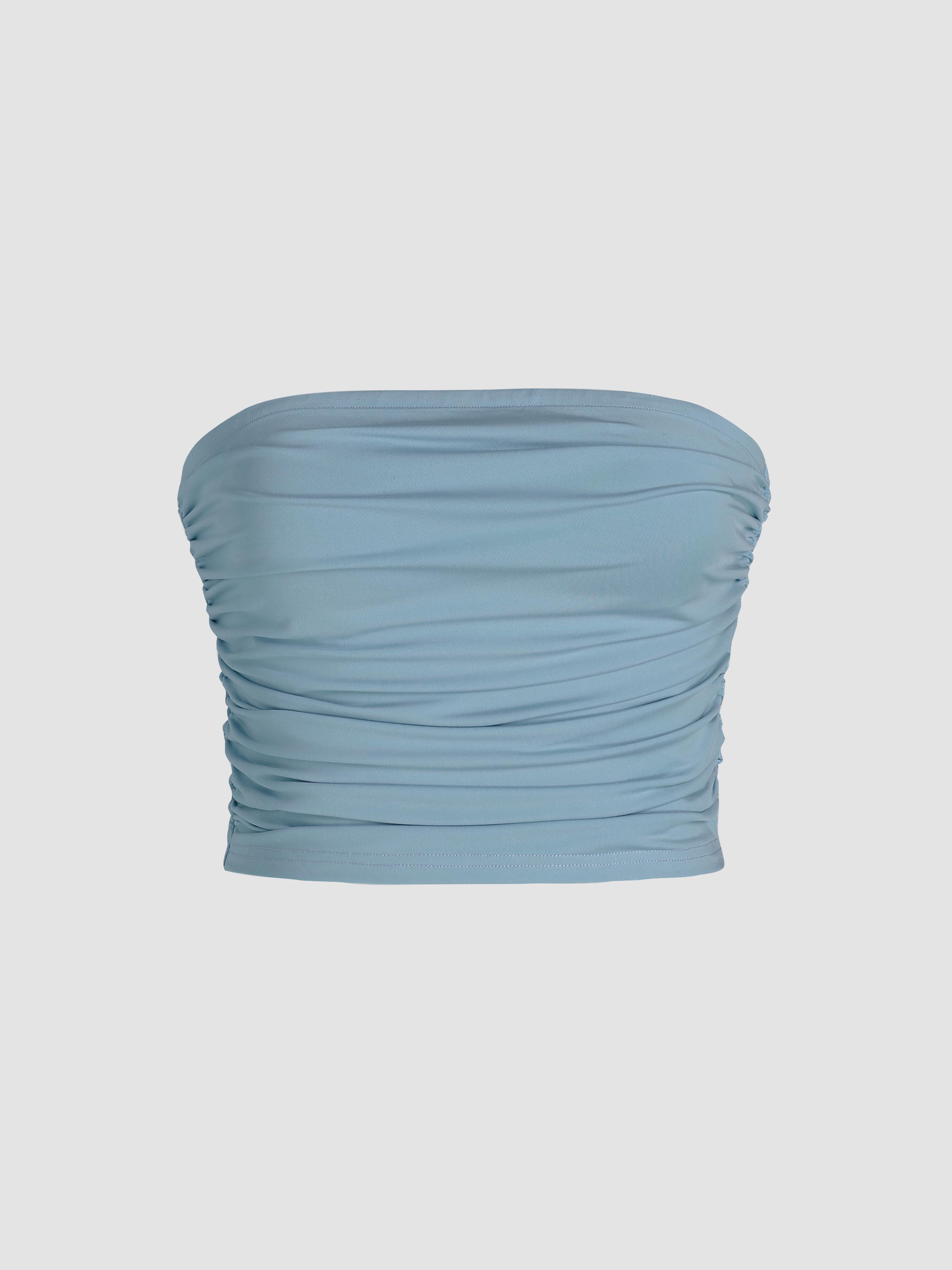 Strapless Ruched Crop Top by CIDER