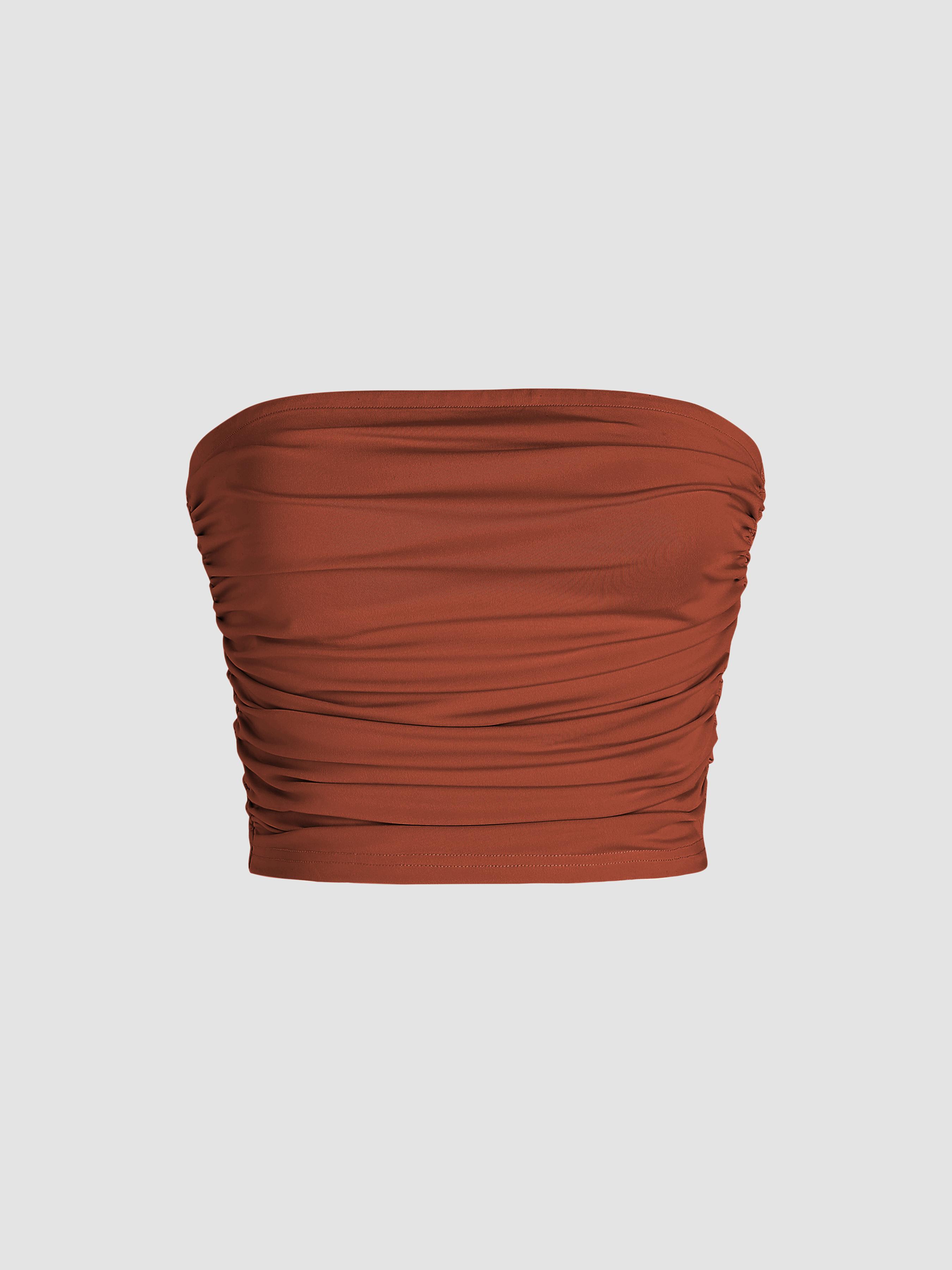 Strapless Ruched Crop Top by CIDER