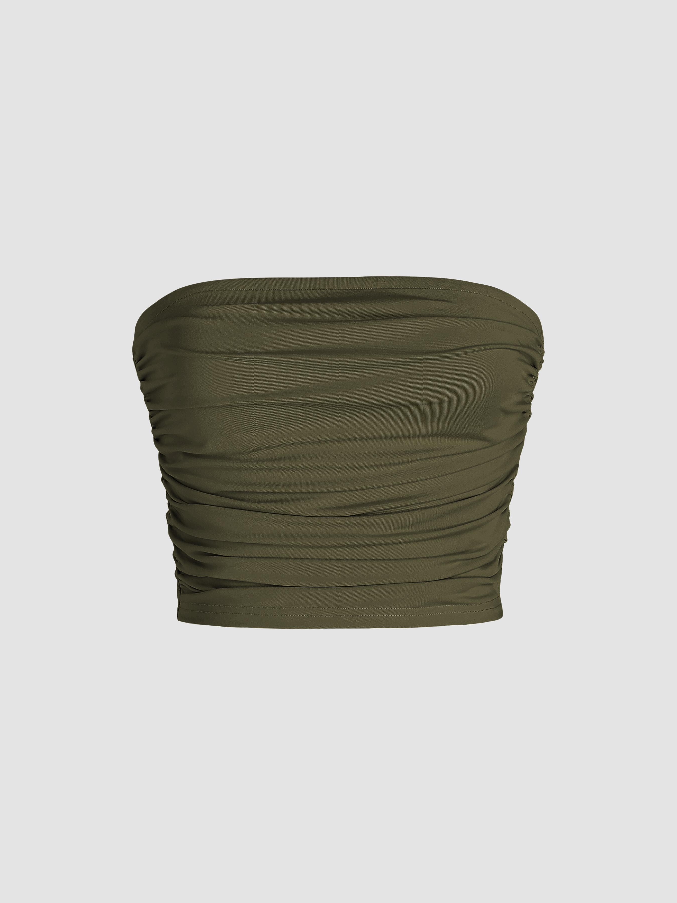 Strapless Ruched Crop Top by CIDER