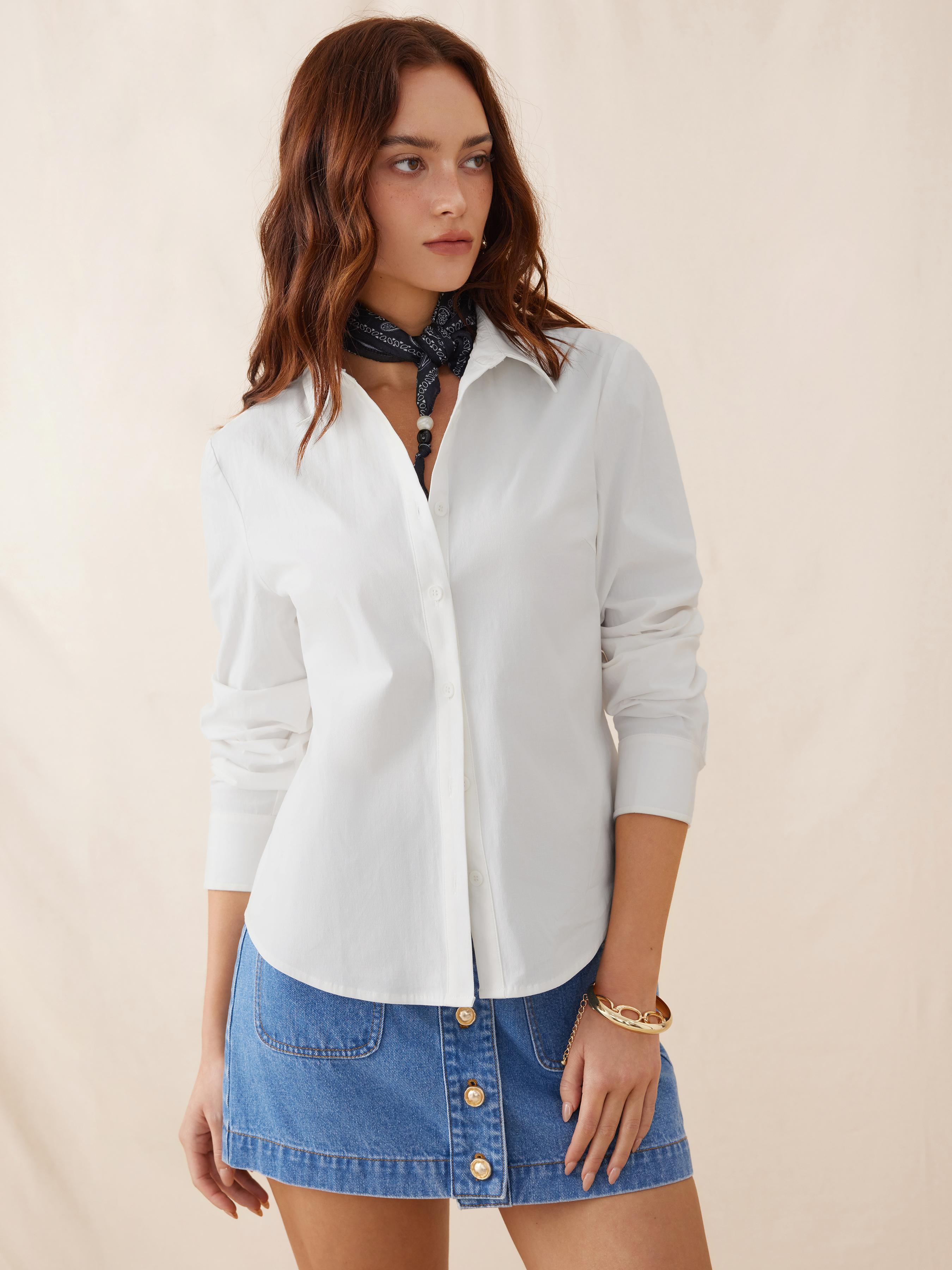 Stretch Cotton Collar Button Long Sleeve Shirt by CIDER
