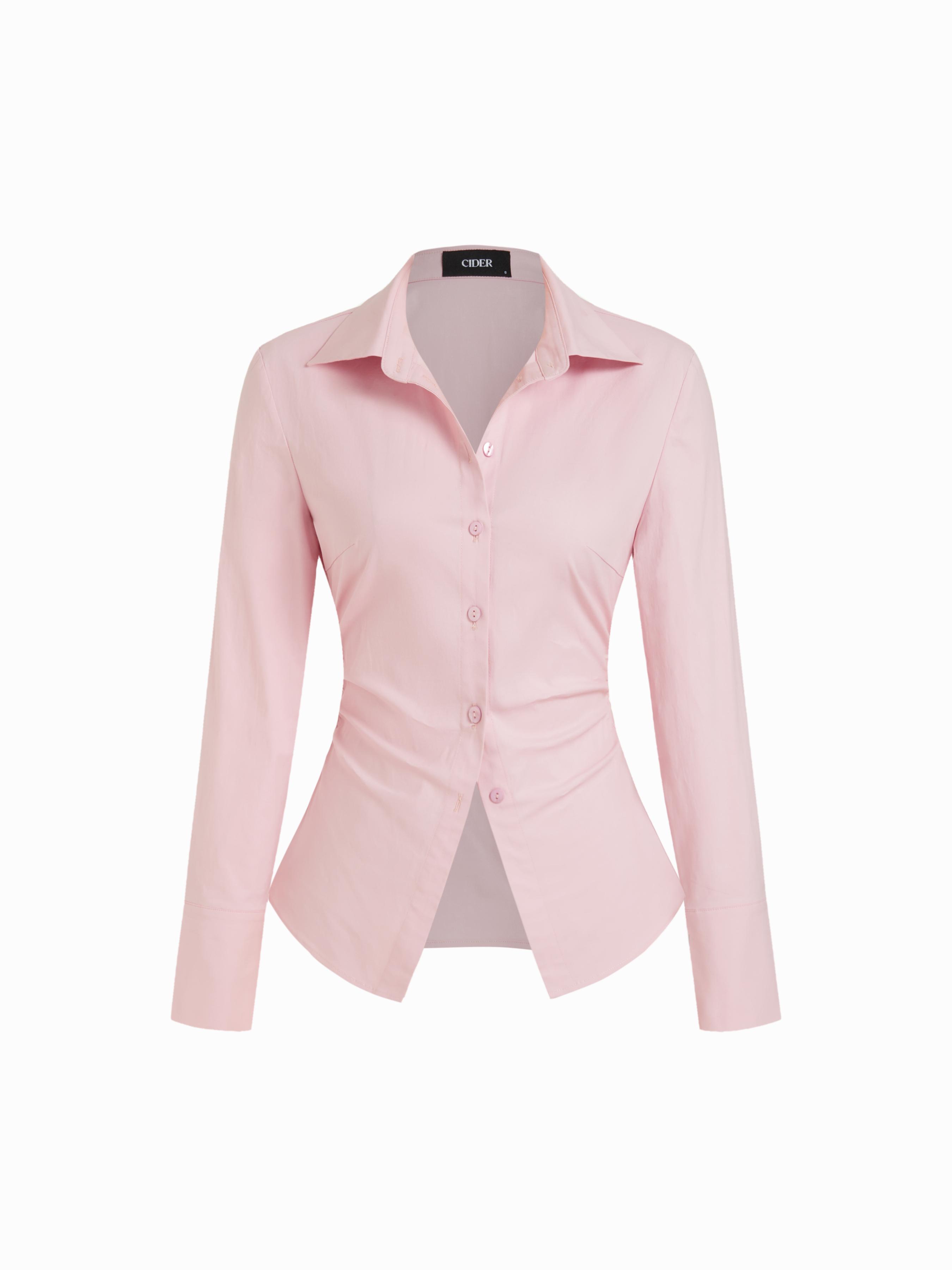 Stretch Cotton-blend Collar Button Long Sleeve Shirt by CIDER