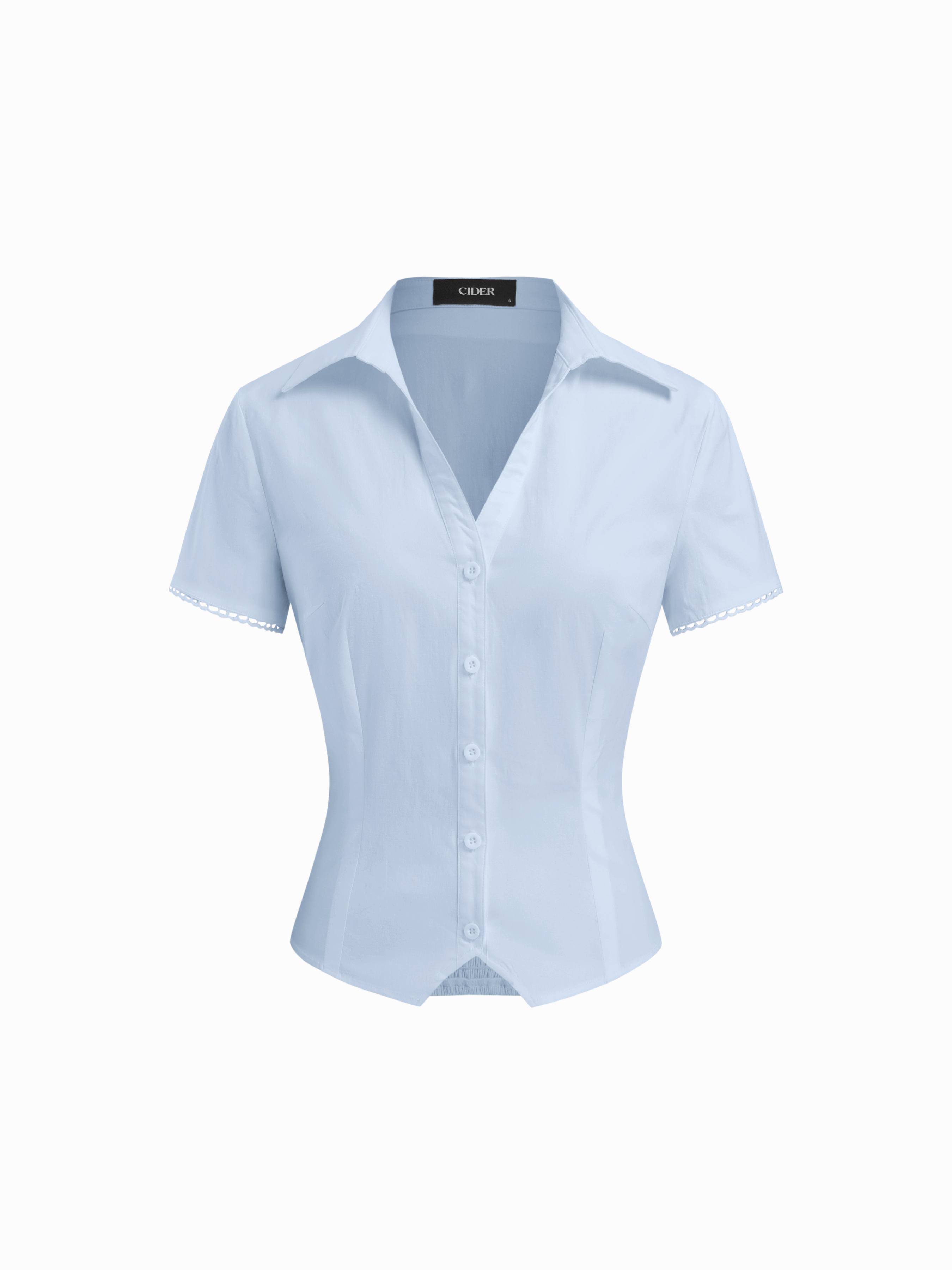 Stretch Cotton-blend Lace Trim Blouse by CIDER