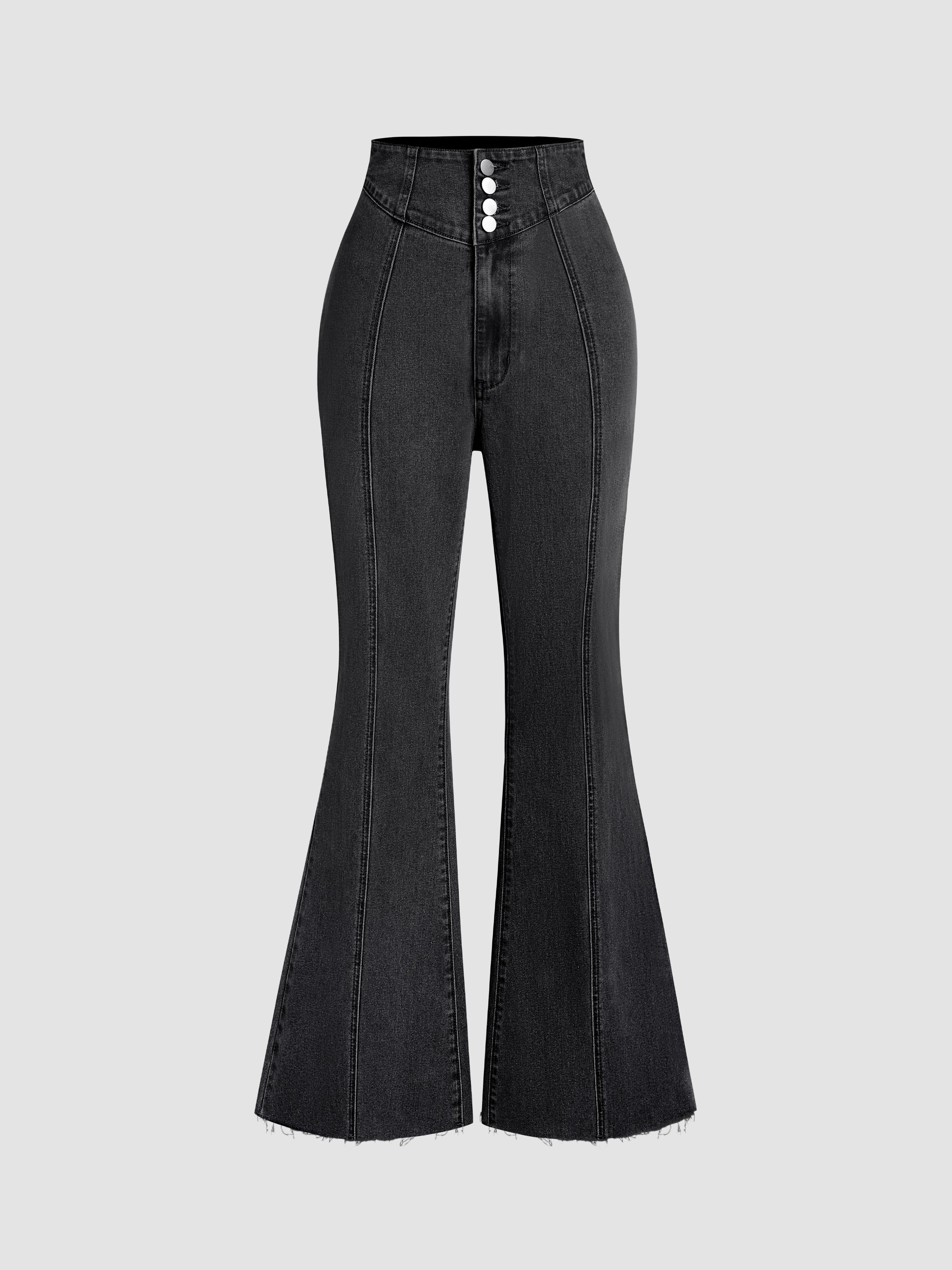 Stretch Denim High Waist Flared Jeans by CIDER