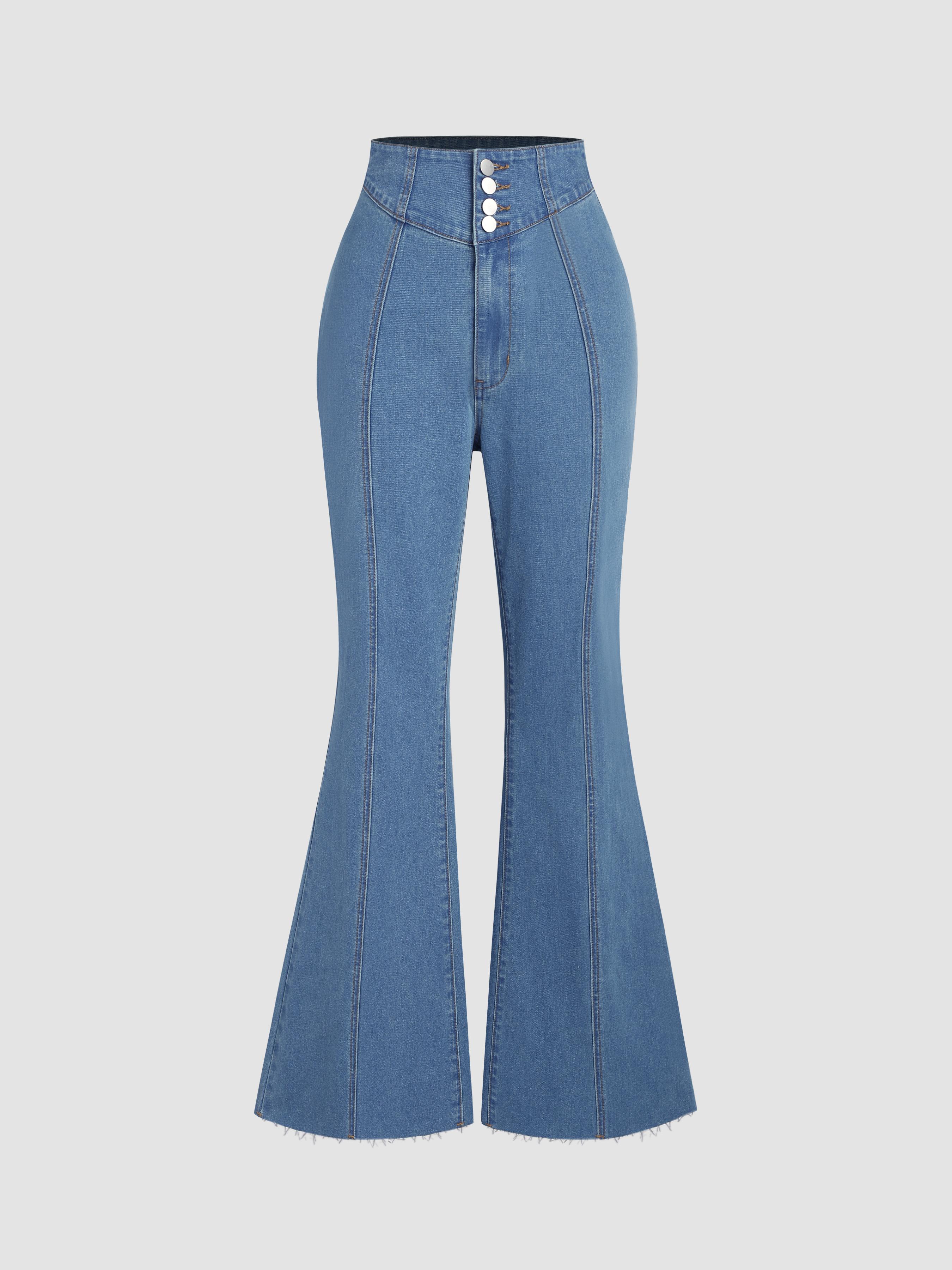 Stretch Denim High Waist Flared Jeans by CIDER
