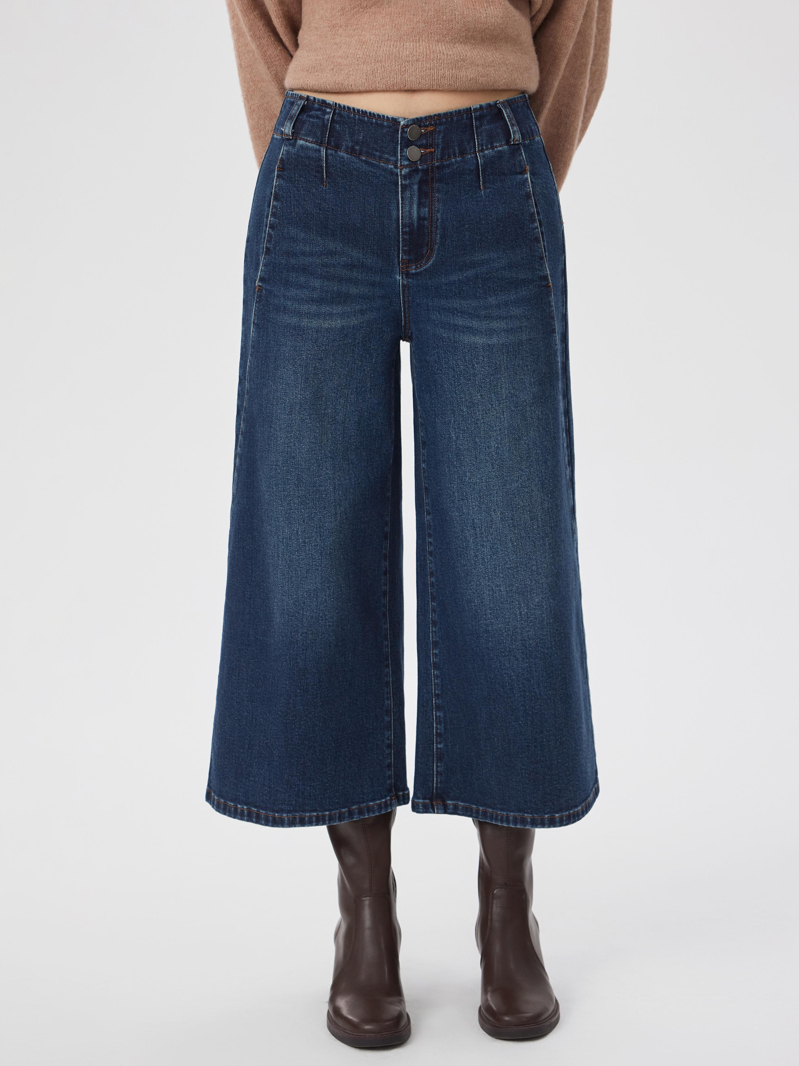 Stretch-Denim-Hochbund-Rohrenjeans mit Metallknopf by CIDER