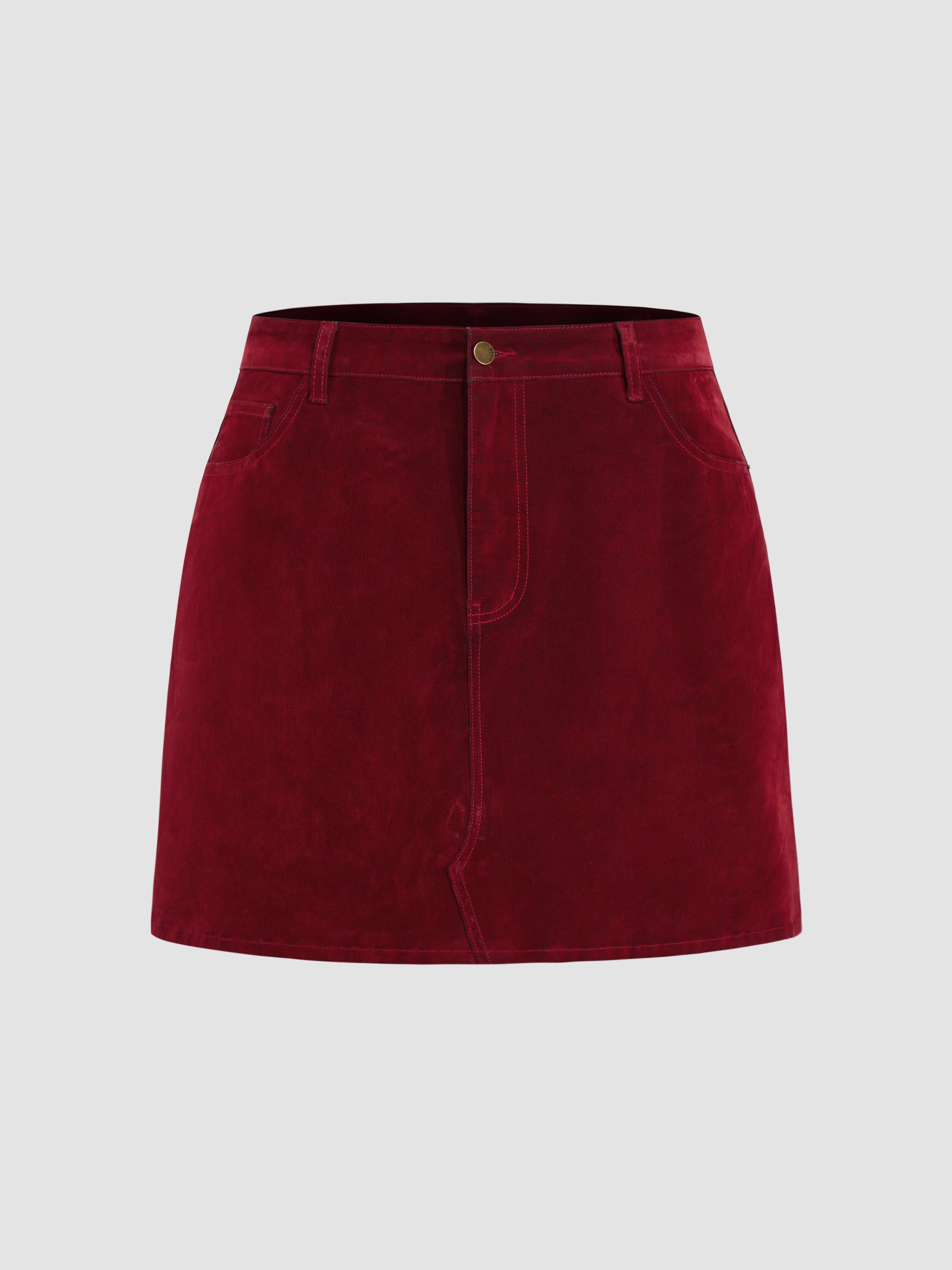 Stretch Denim Mid Rise Pocket Mini Skirt Curve & Plus by CIDER